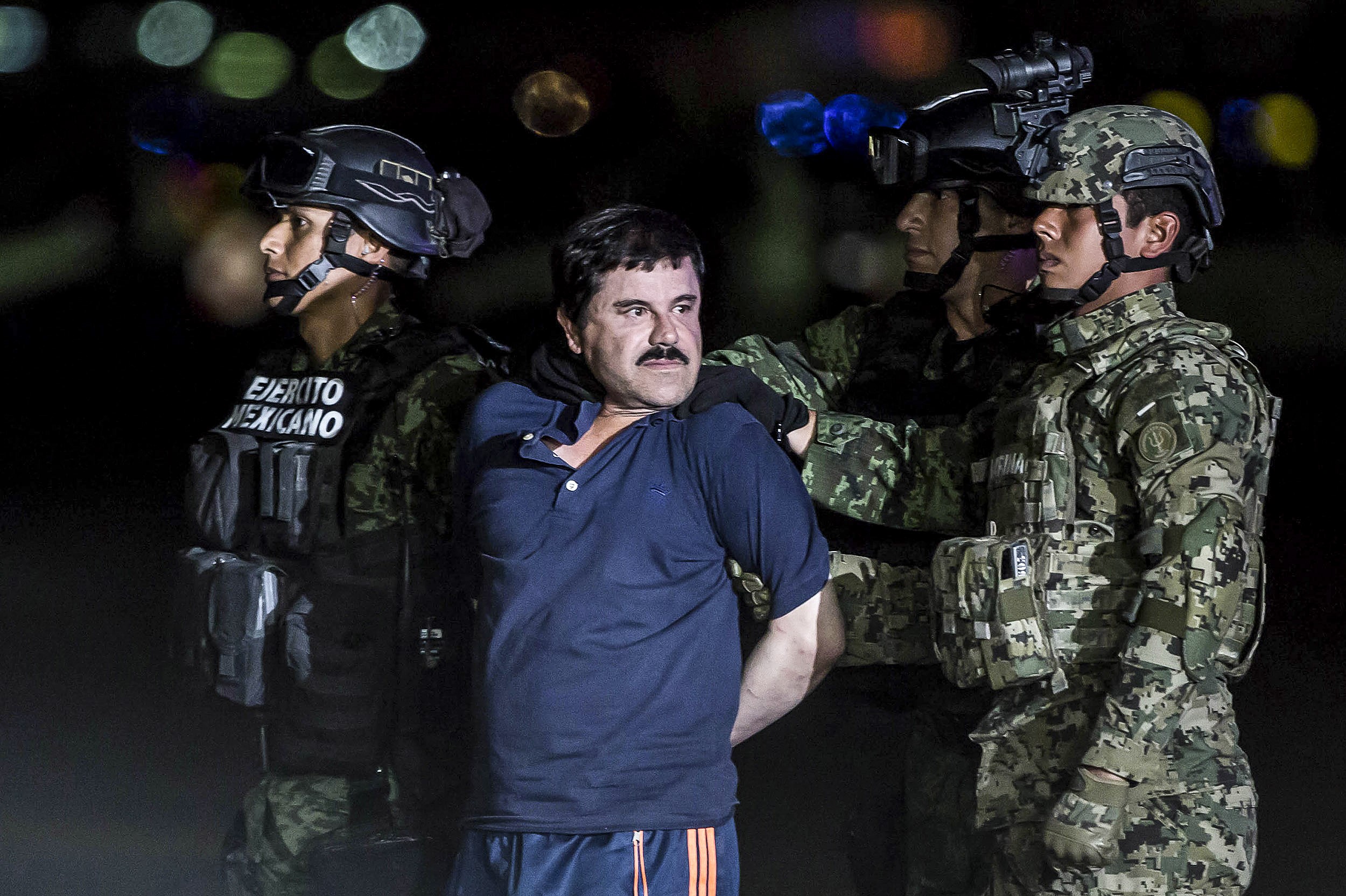 Joaquin Guzman Loera, also known as "El Chapo" is transported to Maximum Security Prison of El Altiplano in Mexico City, Mexico on January 08, 2016. (Anadolu Agency—Getty)
