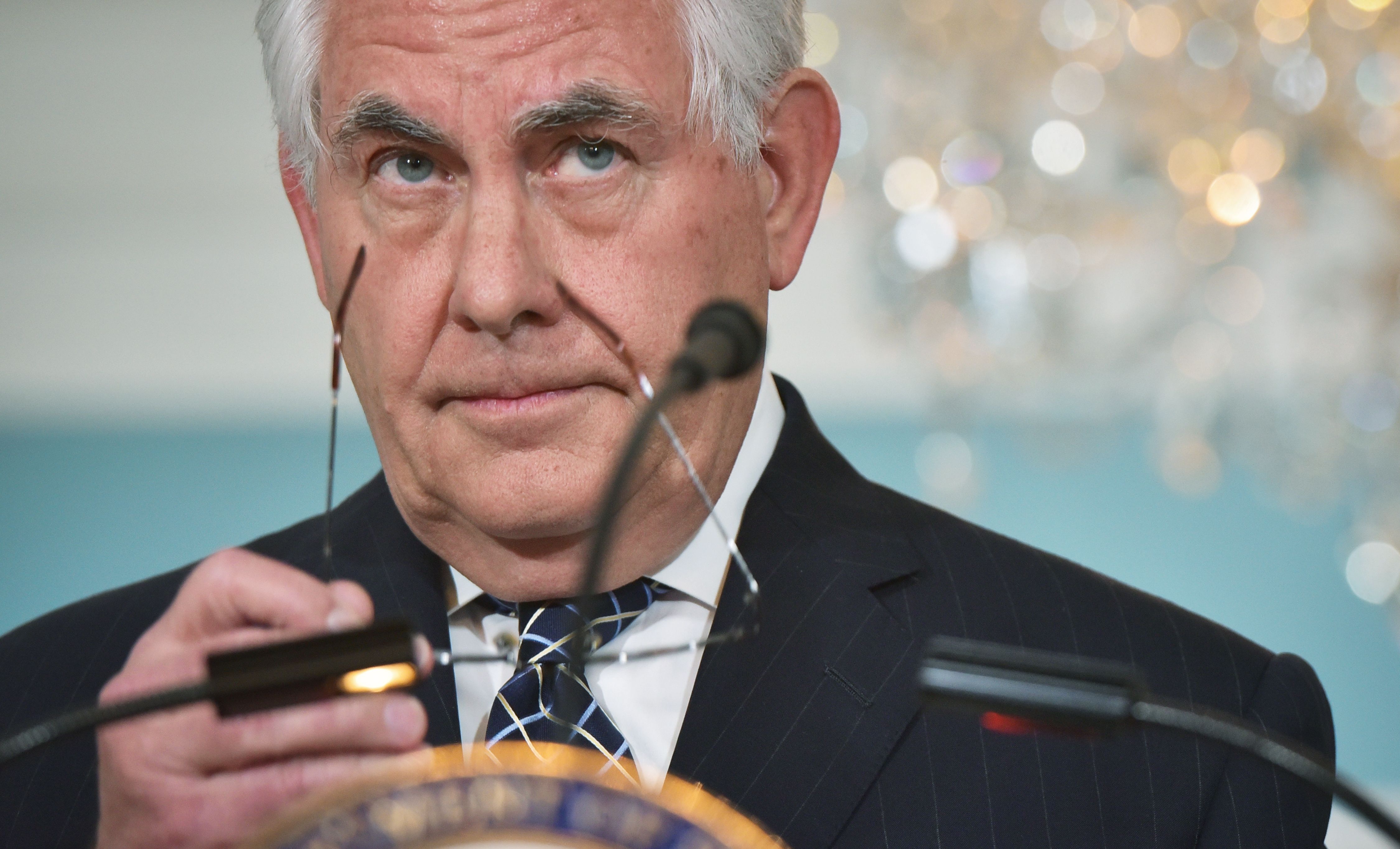 U.S. Secretary of State Rex Tillerson in the Treaty Room of the State Department in Washington, DC, on April 19, 2017. (Mandel Ngan—AFP/Getty Images)