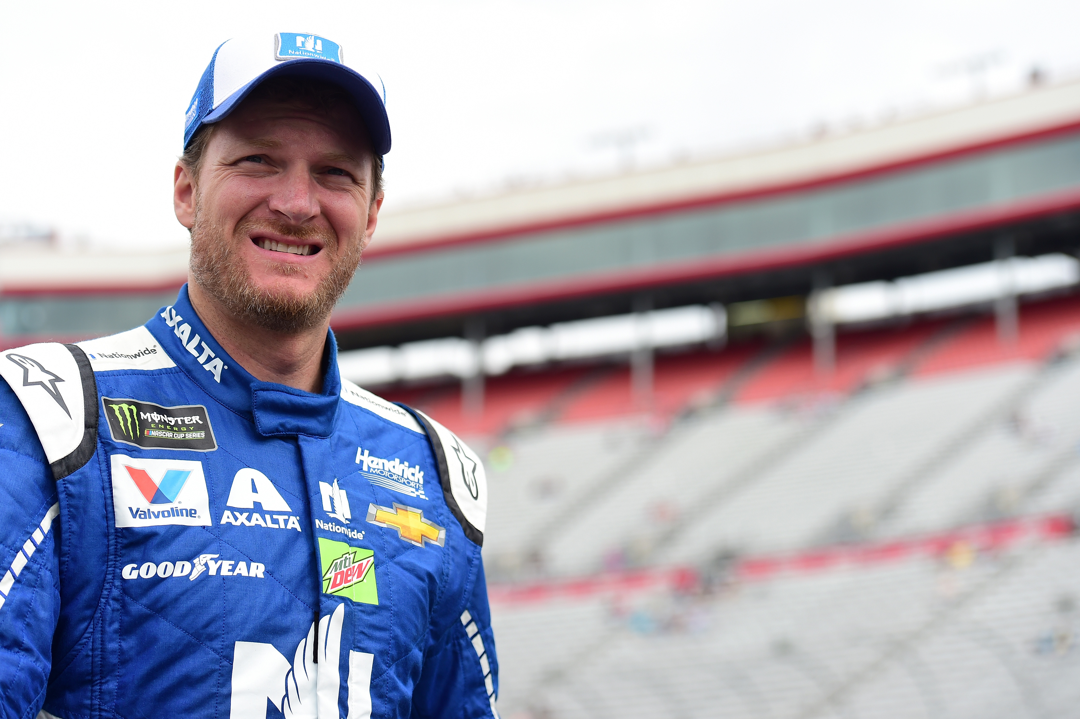 Dale Earnhardt Jr. walks through the garage area during practice for the Monster Energy NASCAR Cup Series Food City 500 at Bristol Motor Speedway on April 22, 2017 in Bristol, Tennessee. (Jared C. Tilton&mdash;Getty Images)