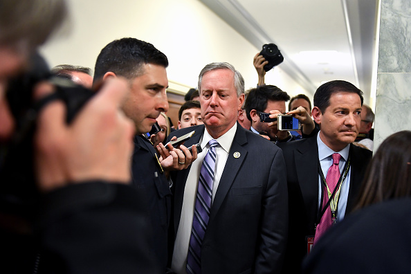 Mark Meadows (R-NC) who is chair of the Freedom Caucus talks with the press after meeting for hours about the Affordable Care Act March 23, 2017 in Washington, DC. (The Washington Post—The Washington Post/Getty Images)