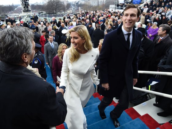 Ivanka Trump and husband Jared Kushner leave after the Presidential Inauguration at the US Capitol in Washington, DC, on January 20, 2017.URATION-SWEARING IN