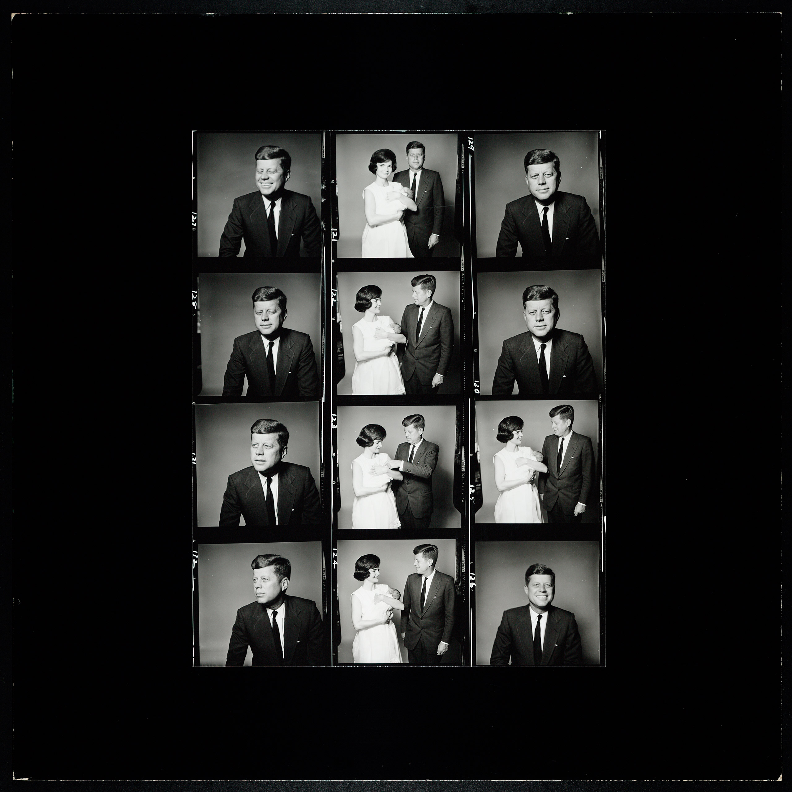 Kennedy family contact sheet by Richard Avedon, 1961.