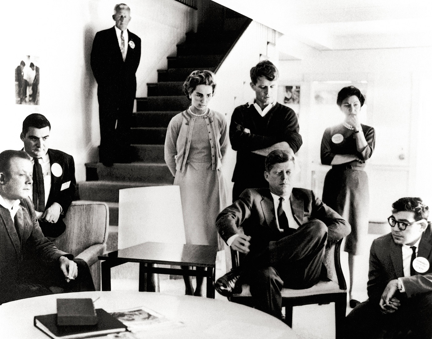 John F. Kennedy and family Waiting for election results, Hyannis Port, Massachusetts, November 9, 1960.