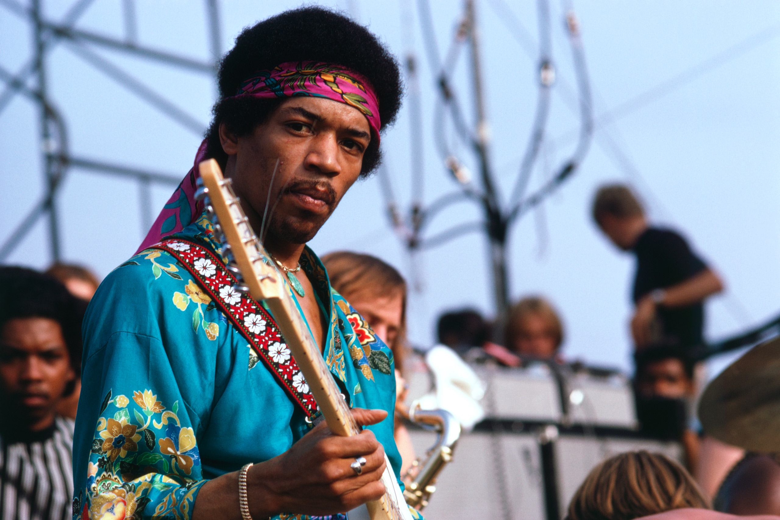 Jimi Hendrix on stage at the Newport Pop Festival, Northridge, California, June 22, 1969.