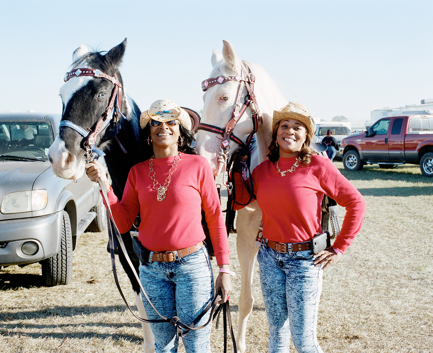Members of the New Orleans based "Club 504 Girls" pose for a photo at a trail ride in Southern Louisiana. 2014