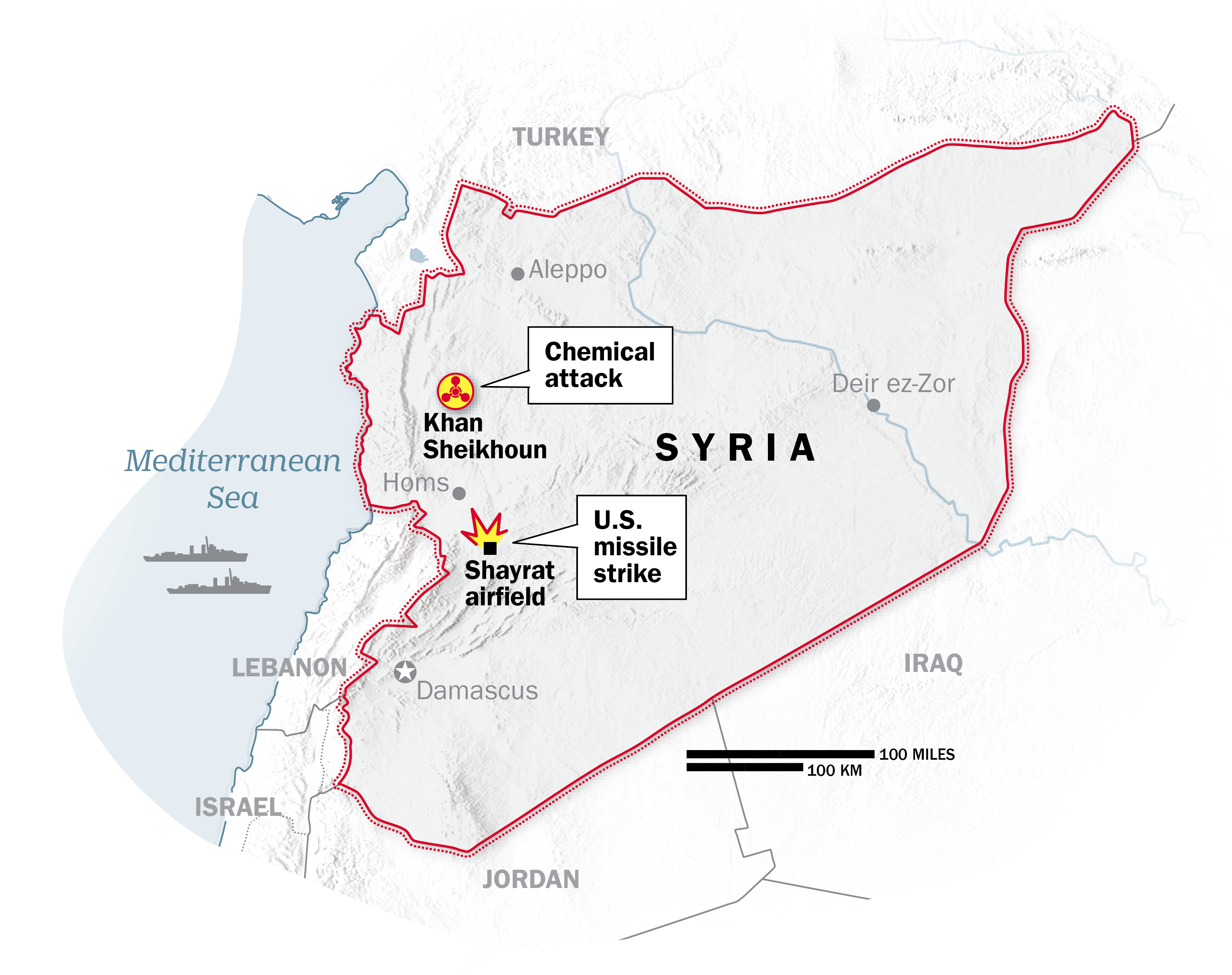 Site of U.S. missile strike on Syrian air base