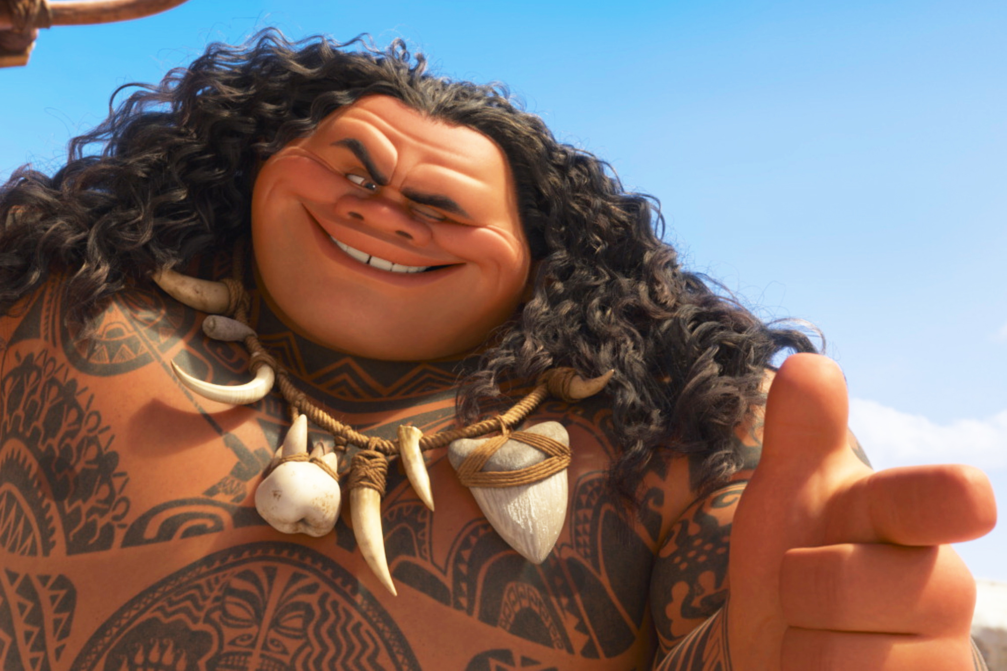 Tattooed demigod Maui, voiced by Johnson in Disney's Moana, 2016.