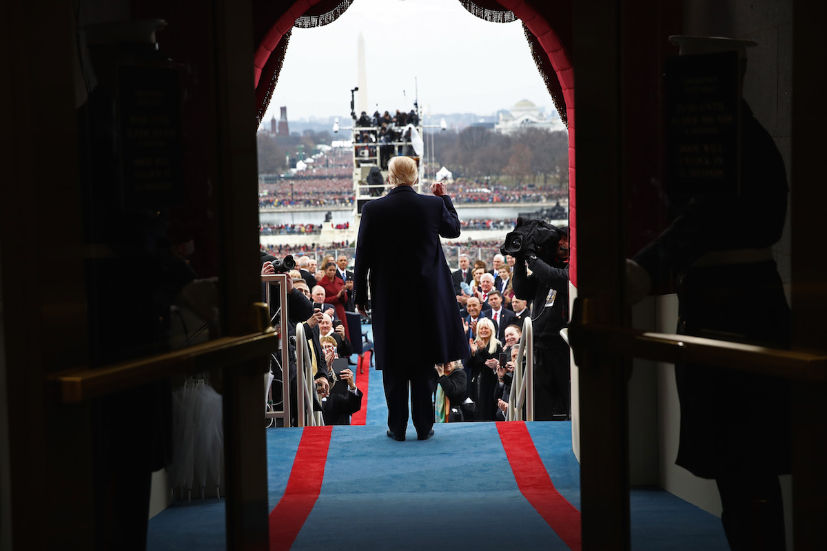 Donald Trump arrives on the West Front of the U.S. Capitol on January 20, 2017 in Washington, D.C., for his Inauguration. (Win McNamee—Getty Images)