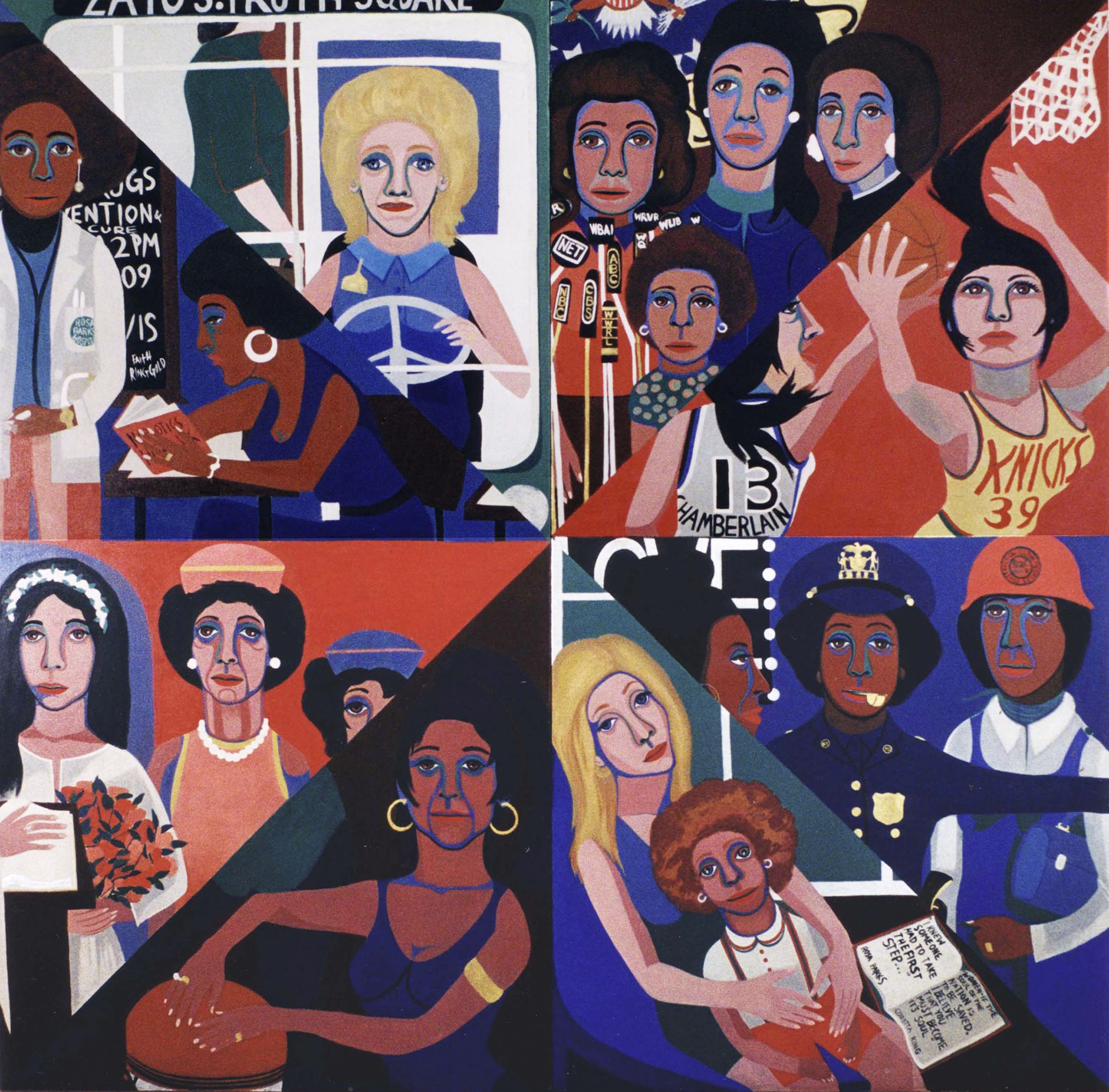 Faith Ringgold (American, born 1930). For the Women’s House, 1971. Oil on canvas, 96 x 96 in. (243.8 x 243.8 cm). Courtesy of Rose M. Singer Center, Rikers Island Correctional Center. © 2017 Faith Ringgold / Artists Rights Society (ARS), New YorkThe entire Work is to be reproduced without cropping.