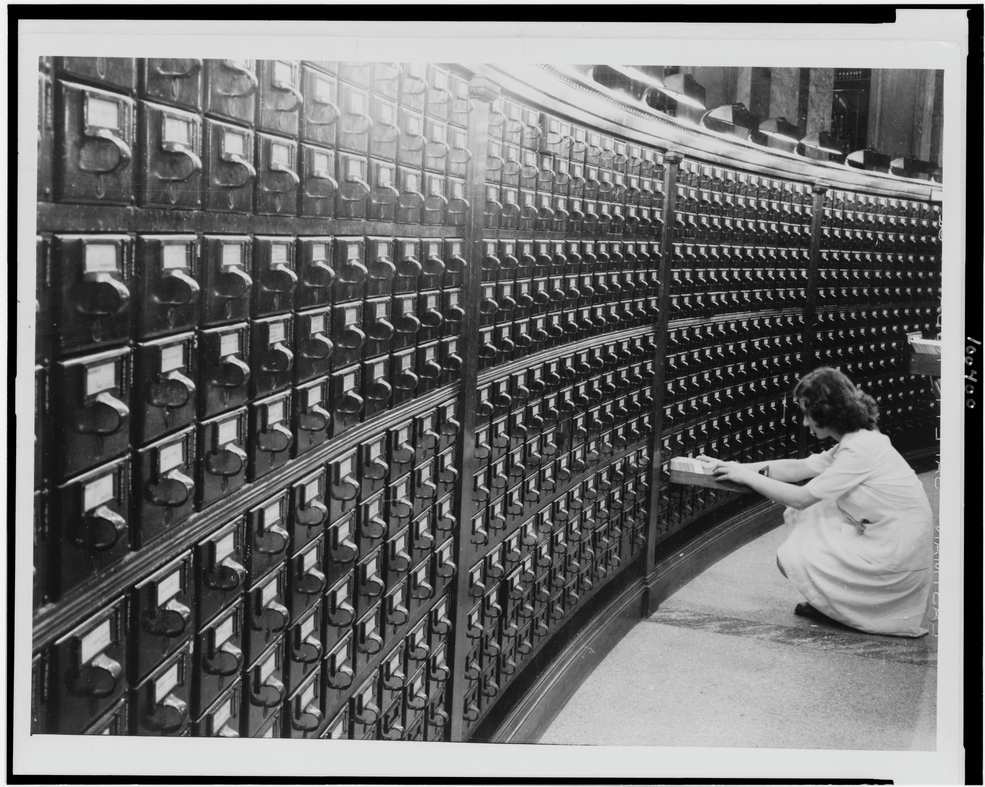 Woman at Main Reading Room Card Catalog, Library of Congress, circa 1930s.