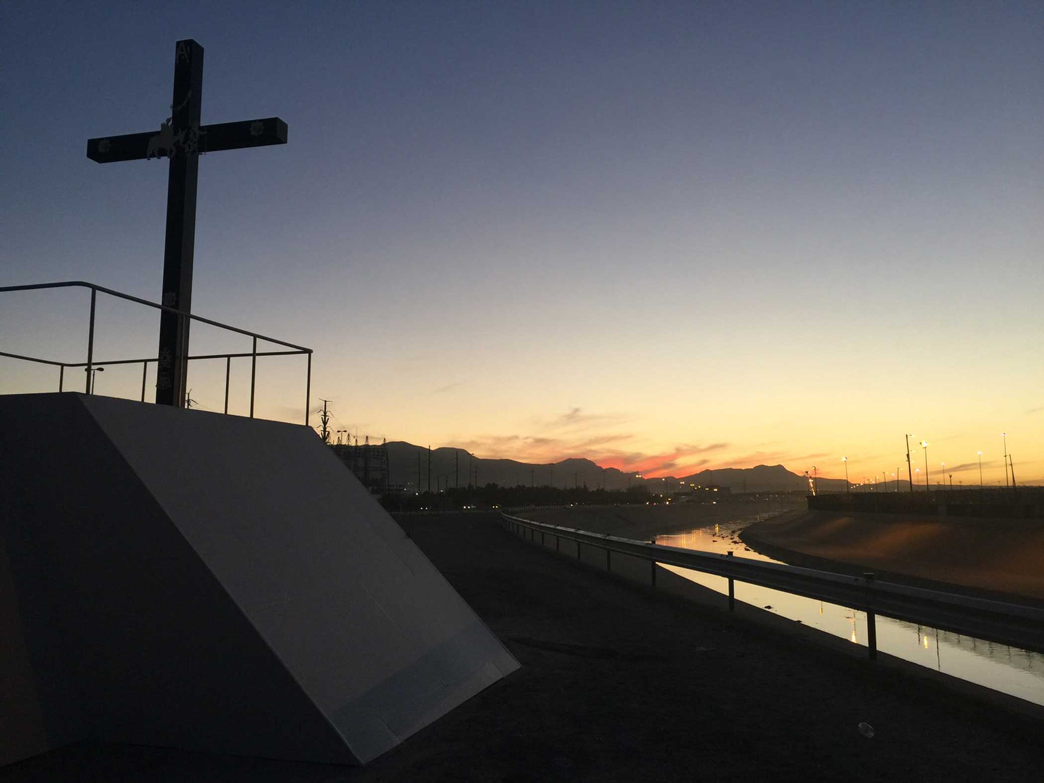 A cross where where Pope Francis held a mass overlooking the Rio Bravo in Dec. 2016.