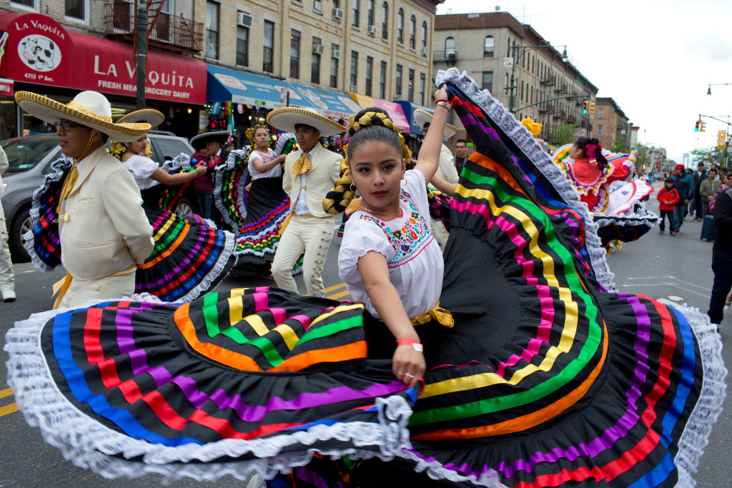 Brooklyn's Mexican community marches down 5th Avenue in the Sunset Park neighborhood during a Cinco de Mayo parade on May 7, 2017 in Brooklyn, New York. (Andrew Lichtenstein—Corbis/Getty Images)