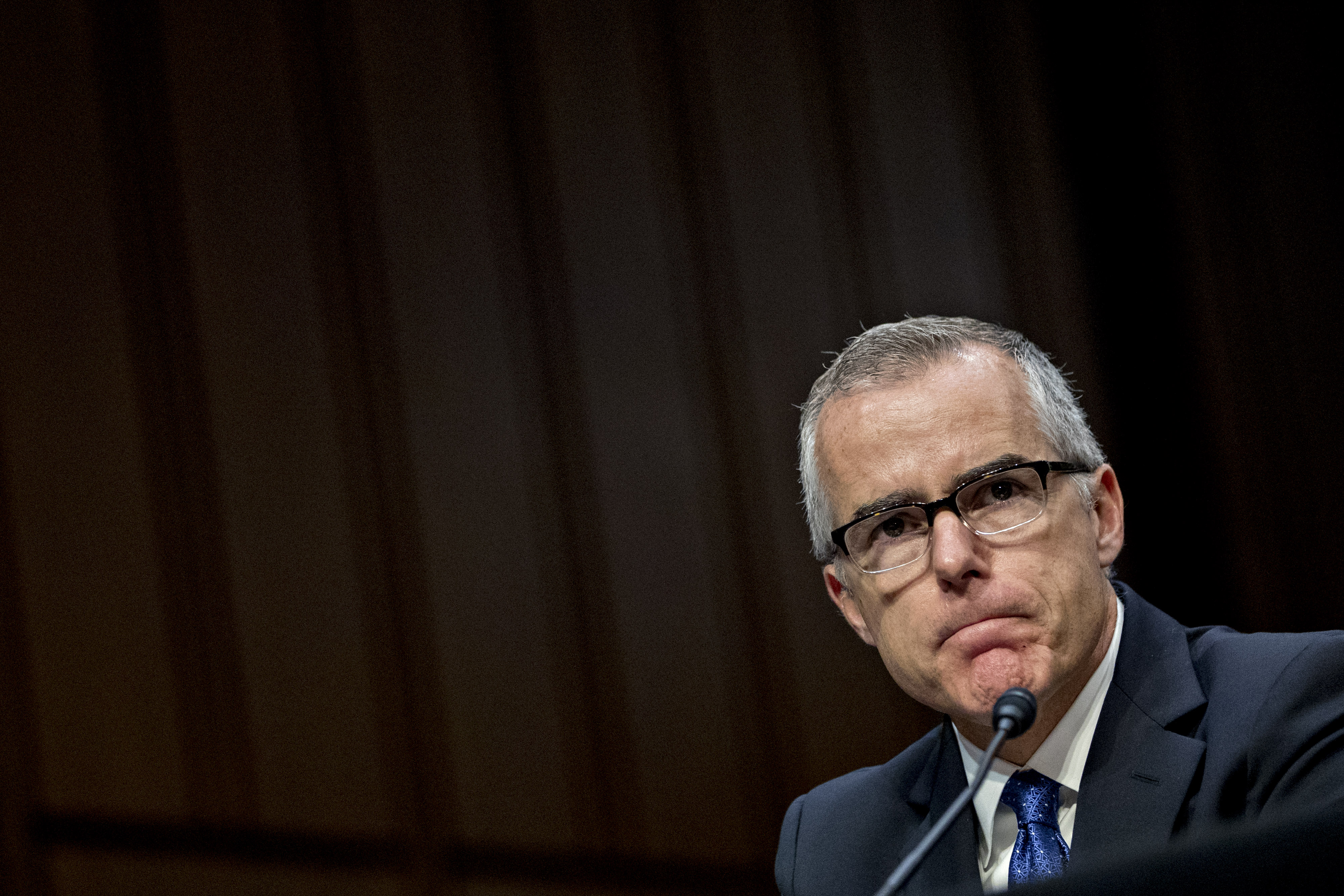 Andrew McCabe, acting director of the FBI, listens during a Senate Intelligence Committee hearing in Washington, D.C. on May 11, 2017. (Andrew Harrer—Bloomberg/Getty Images)