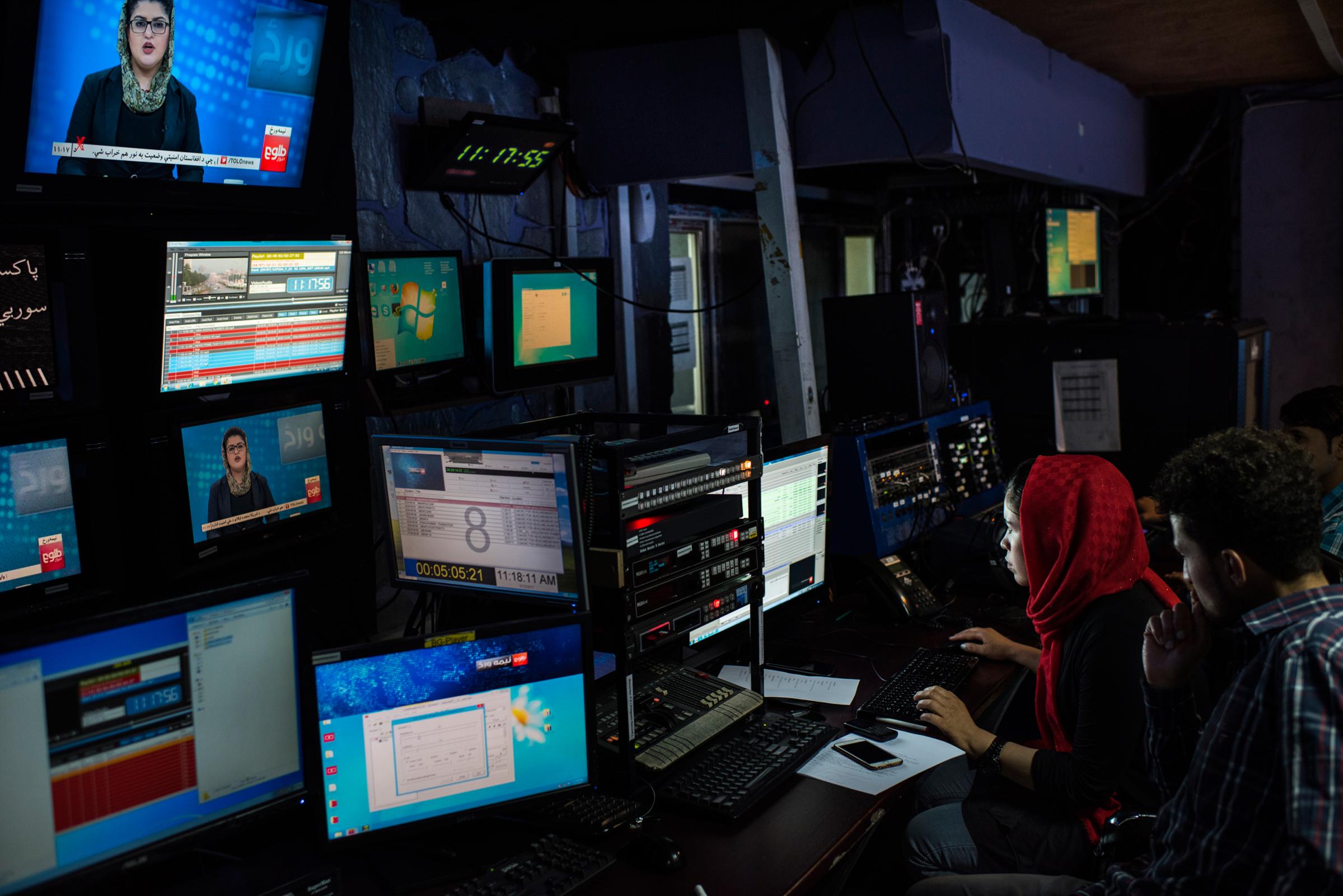The production room for Tolo News, Afghanistan's most popular television network, in Kabul on May 13, 2017.