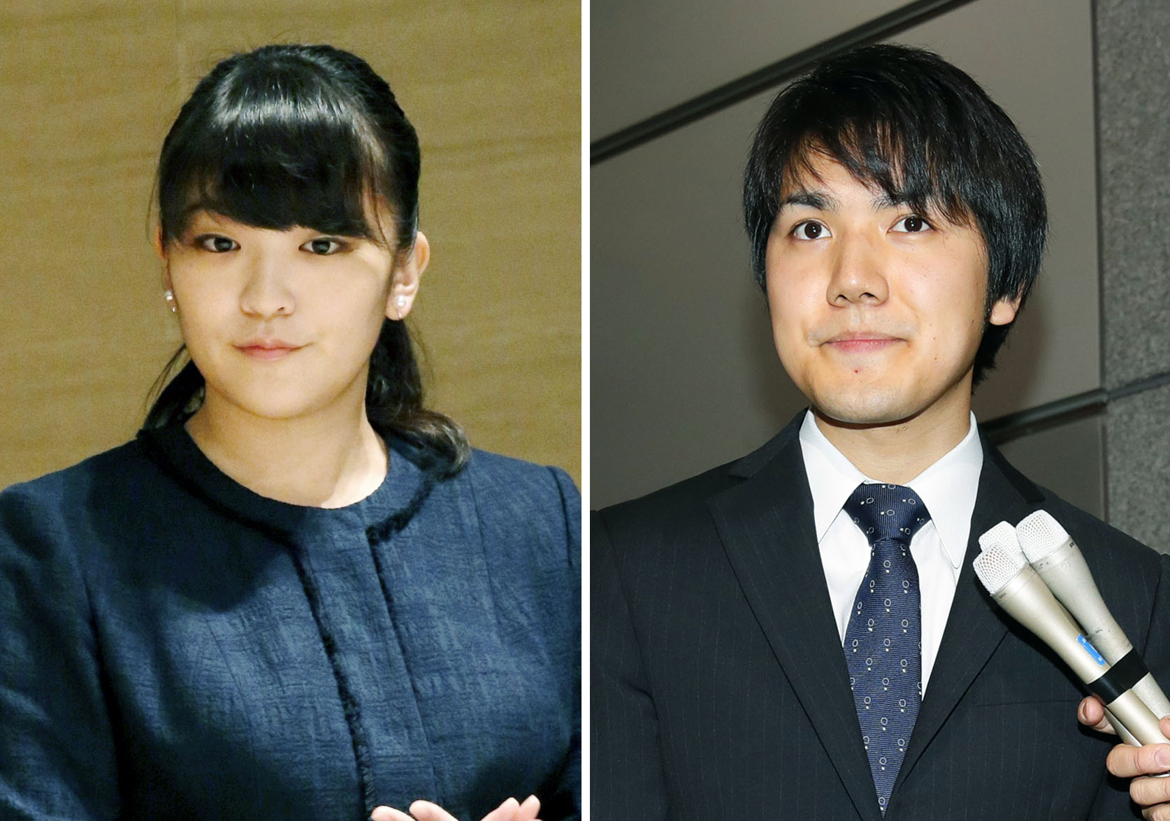 Combined photo shows Japan's Princess Mako (L), and soon-to-be fiance Kei Komuro. (Kyodo/AP)