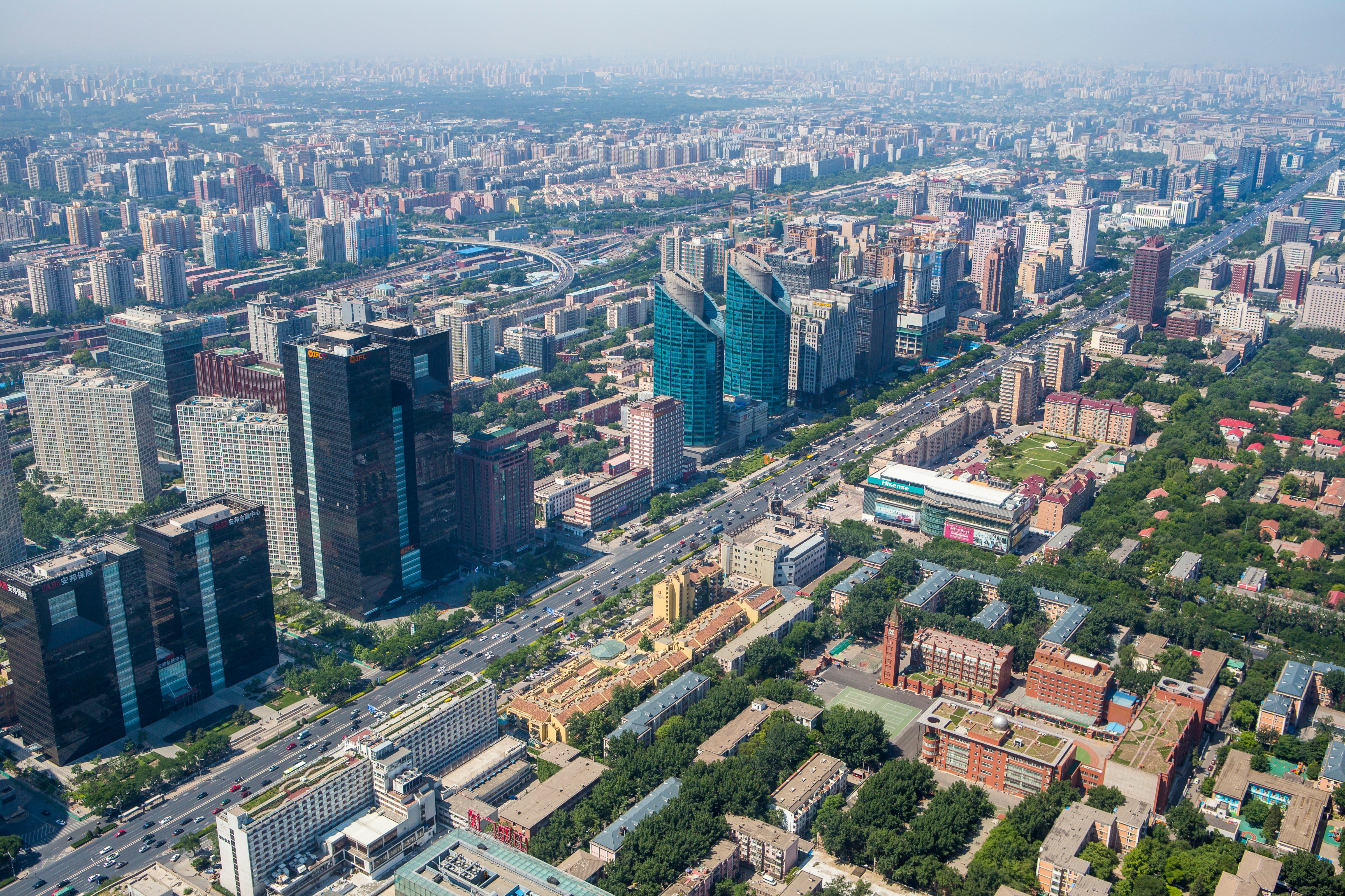 Asia, China, Beijing, Aerial view of Jianguomen Avenue in Beijing. (Photo by: JTB Photo/UIG via Getty Images) (JTB Photo—UIG via Getty Images)