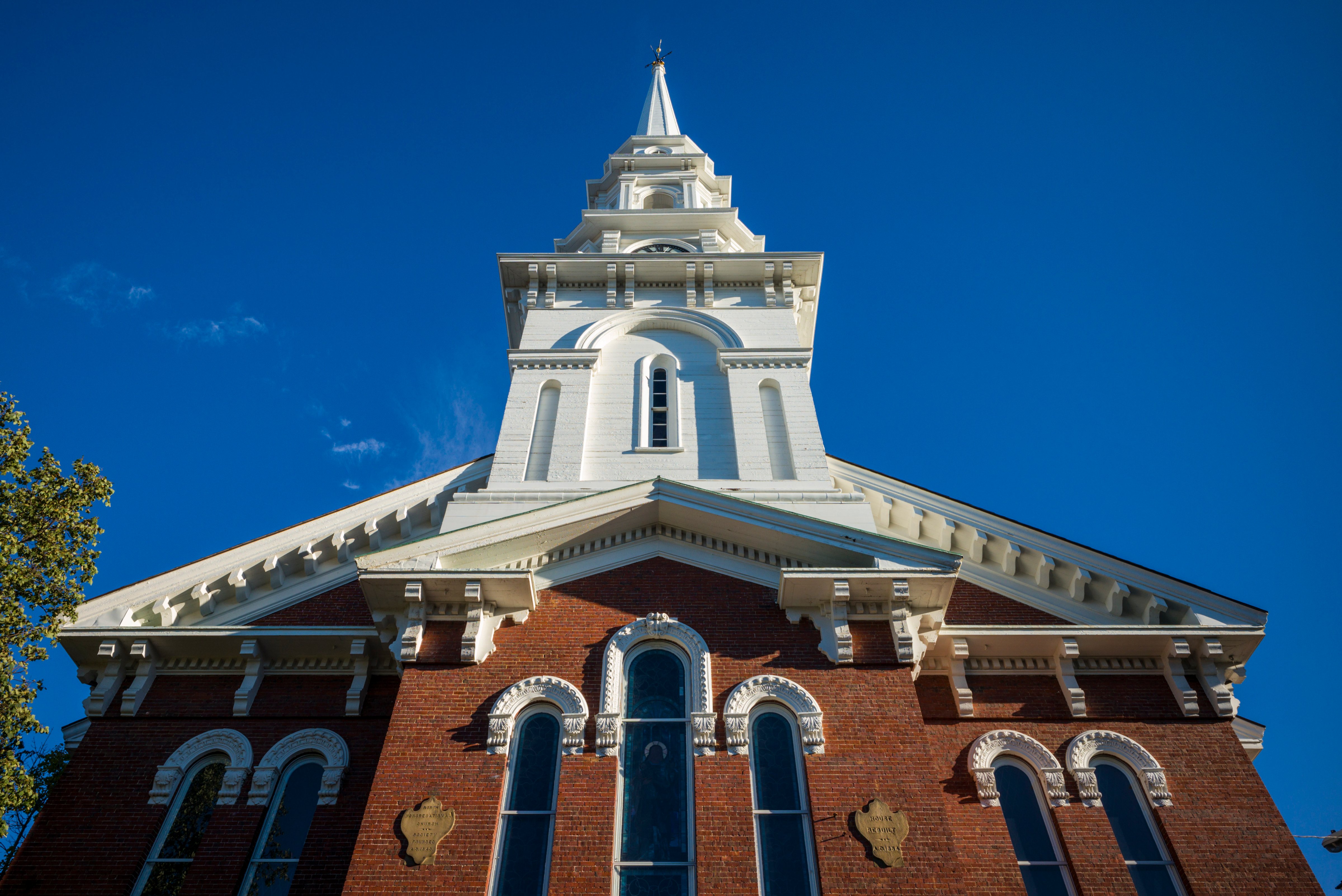 USA, New Hampshire, Portsmouth, North Church against clear sky