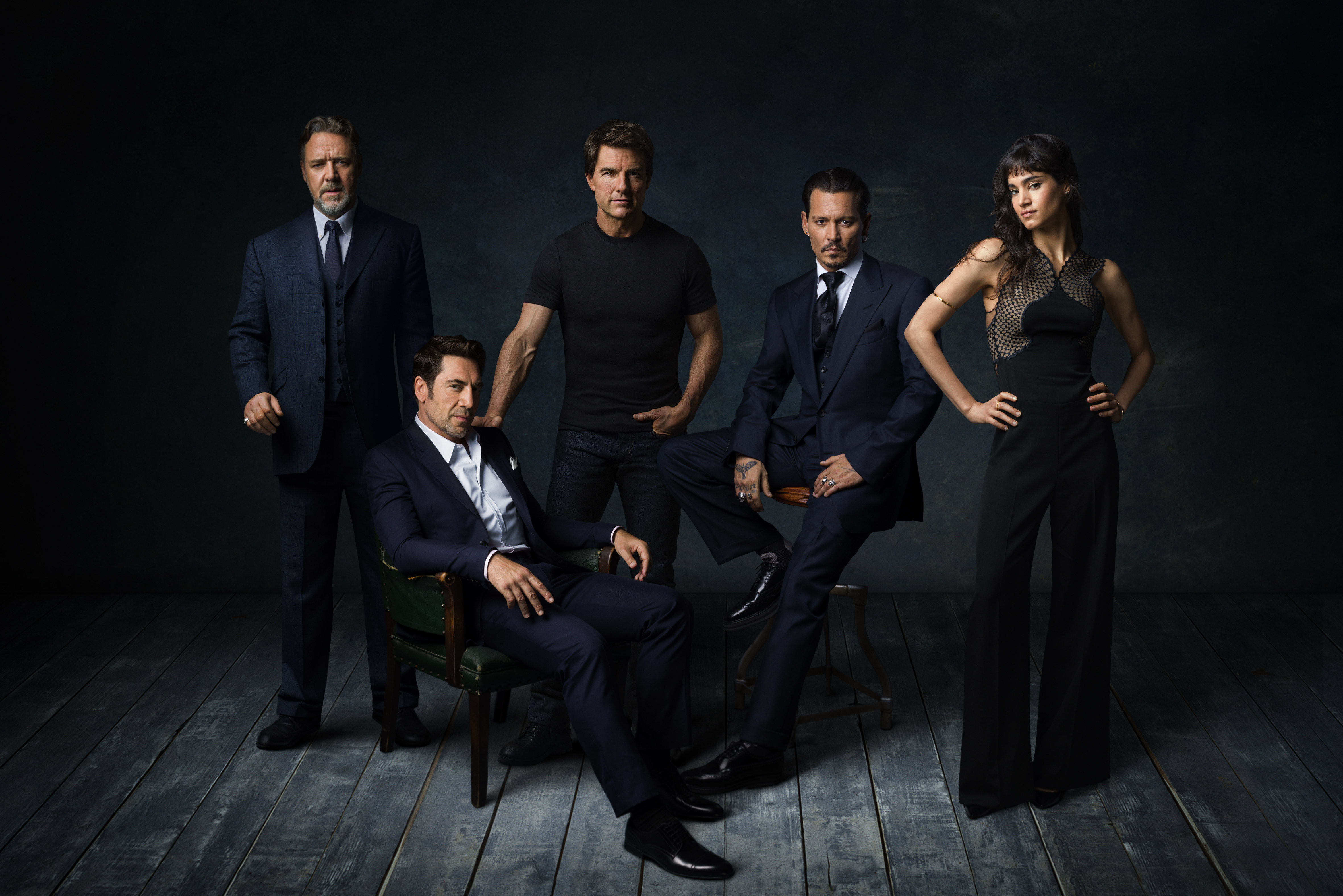 (l-r) Russell Crowe, Javier Bardem, Tom Cruise, Johnny Depp and Sofia Boutella (Universal Pictures)