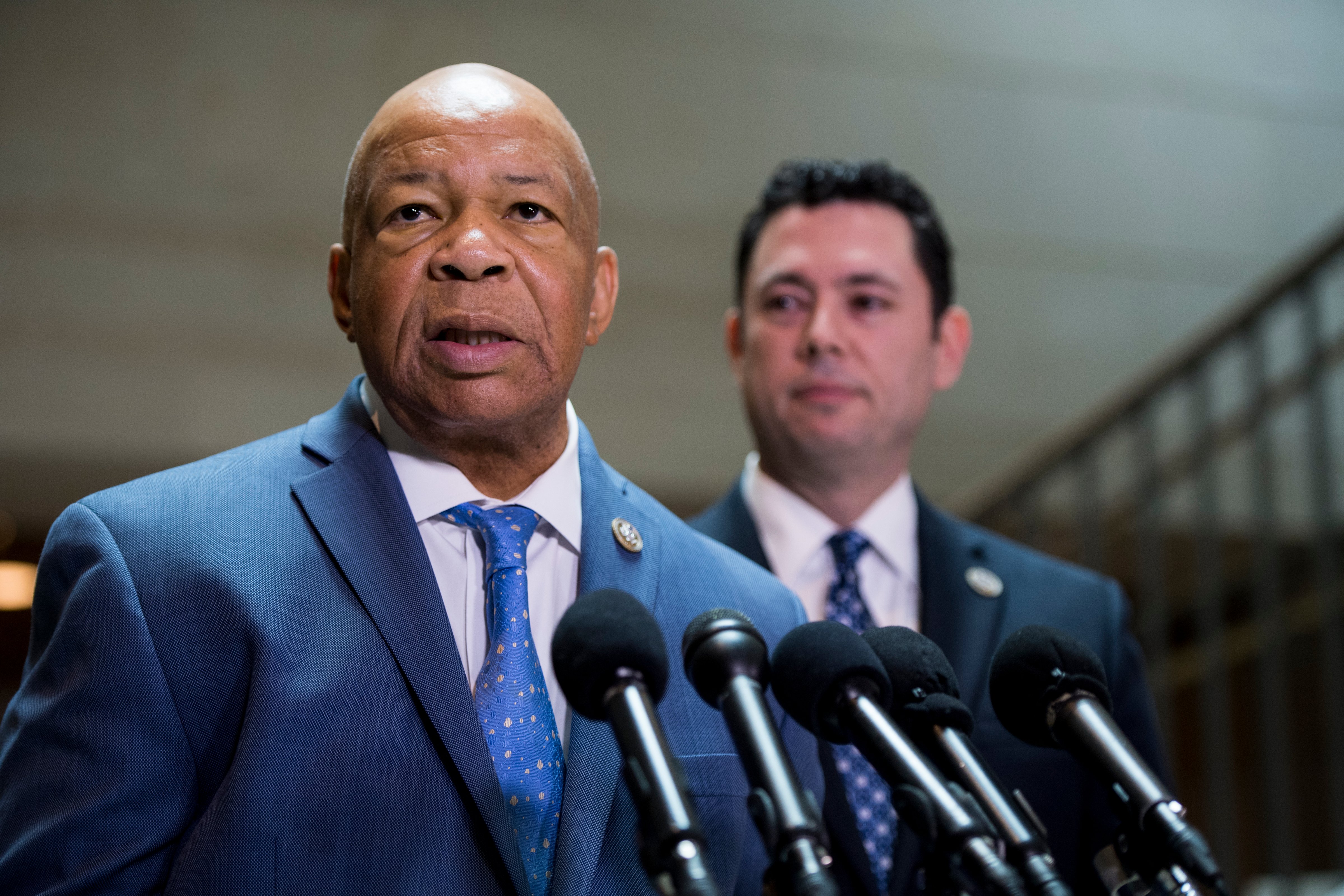 House Oversight Chairman Jason Chaffetz, R-Utah, right, and ranking Democrat Elijah Cummings, D-Md., hold a press conference on Tuesday, April 25, 2017 (Bill Clark—CQ-Roll Call,Inc./Getty Images)