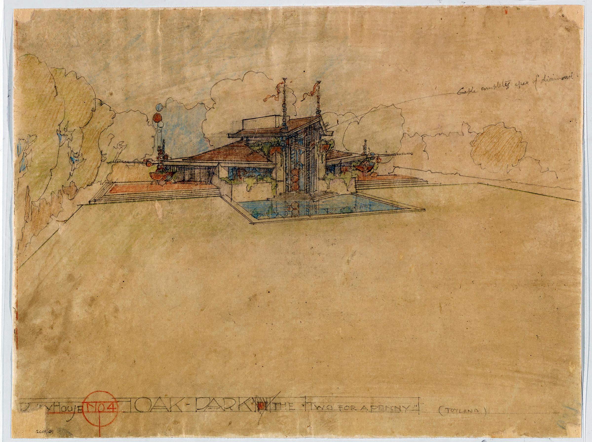 Frank Lloyd Wright drawing from the Museum of Modern Art exhibition.