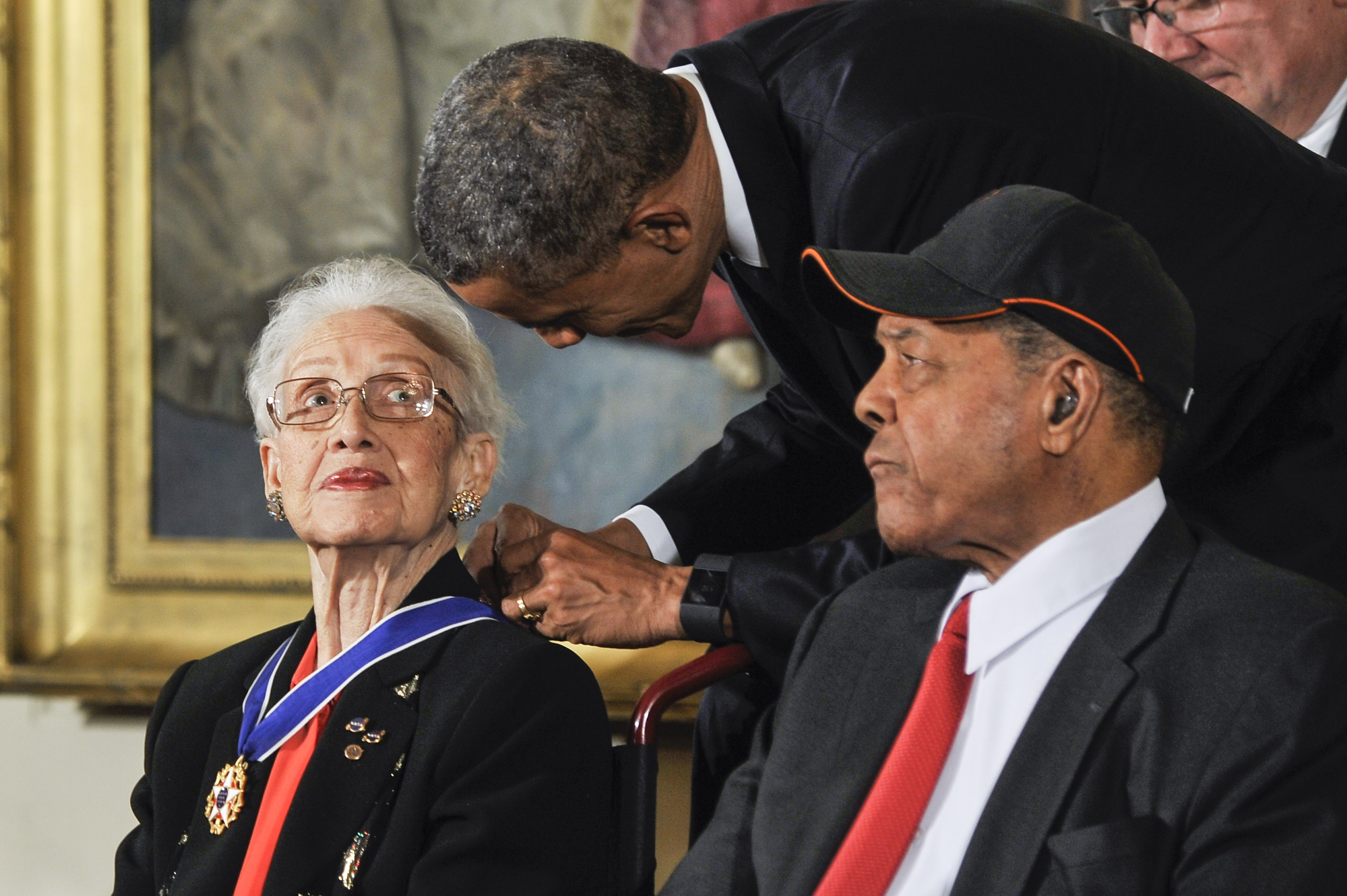 President Barack Obama presents Katherine G. Johnson with the Presidential Medal of Freedom during the 2015 Presidential Medal Of Freedom Ceremony at the White House on November 24, 2015 in Washington, DC. (Kris Connor&mdash;WireImage)