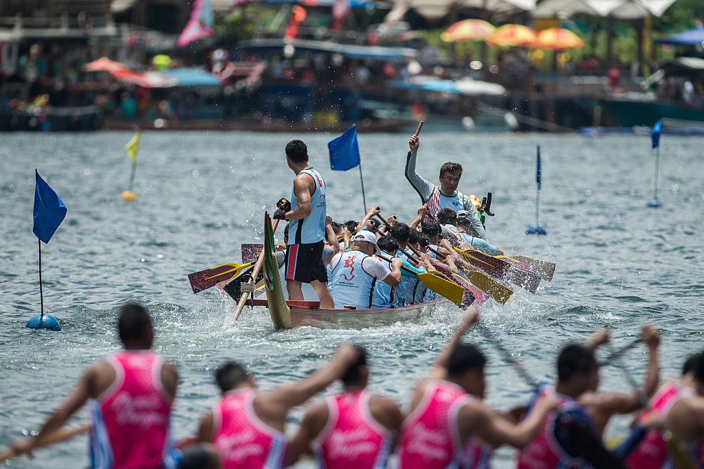 A drummer keeps the rhythm for his teammates as they take part in dragon boat races held to celebrate the Tuen Ng festival in Hong Kong on June 9, 2016. (Anthony Wallace—AFP/Getty Images)