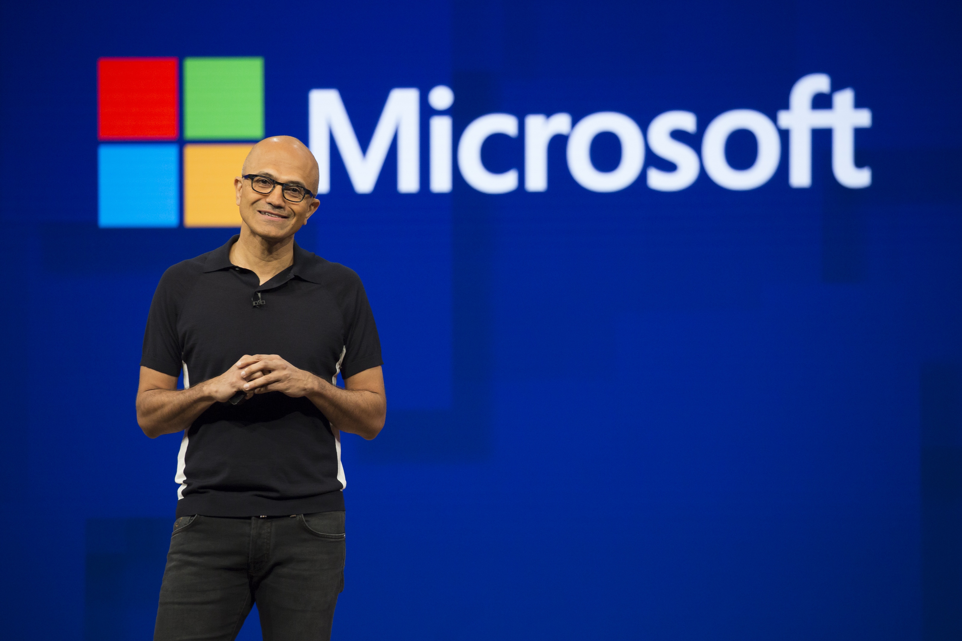 Satya Nadella, chief executive officer of Microsoft Corp., smiles during Microsoft Developers Build Conference in Seattle, Washington, U.S., on Wednesday, May 10, 2017. (Bloomberg&mdash;Bloomberg via Getty Images)