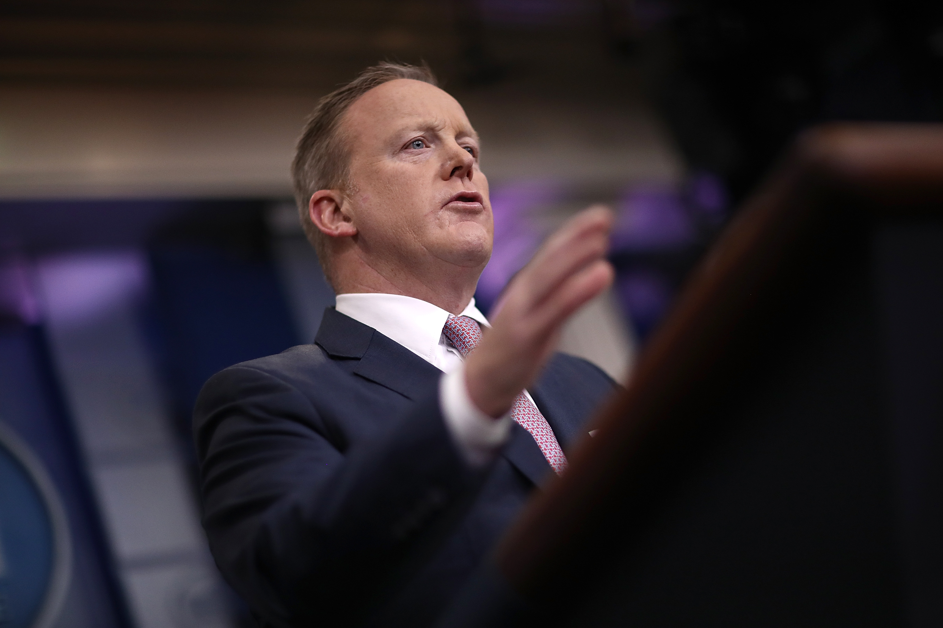 White House Press Secretary Sean Spicer answers questions during the daily news conference in the Brady Press Briefing Room at the White House May 12, 2017 in Washington, DC (Win McNamee&mdash;Getty Images)