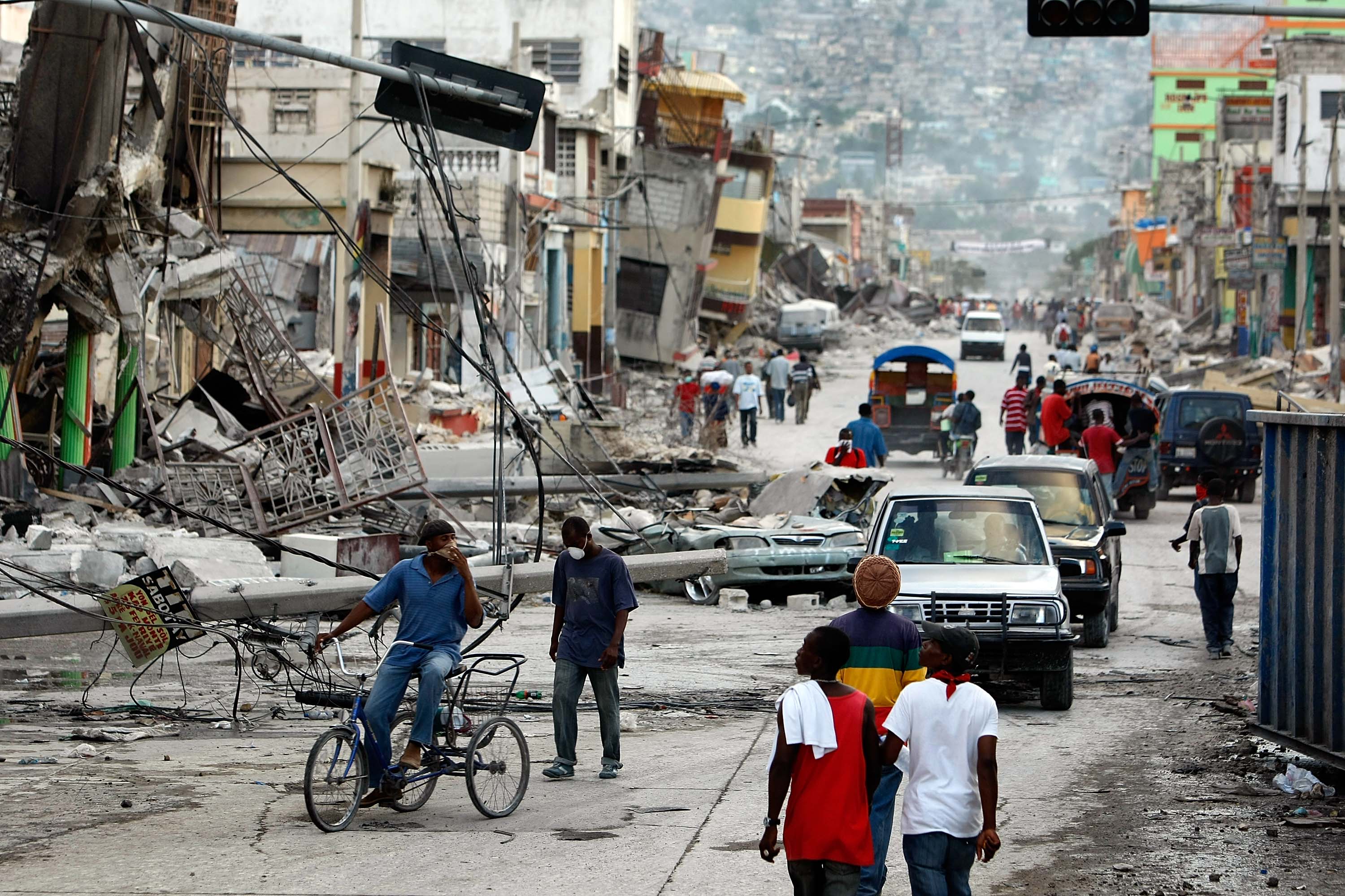 Destroyed buildings are seen after the massive earthquake Jon 16, 2010 in Port-au-Prince, Haiti. (Joe Raedle&mdash;Getty Images)