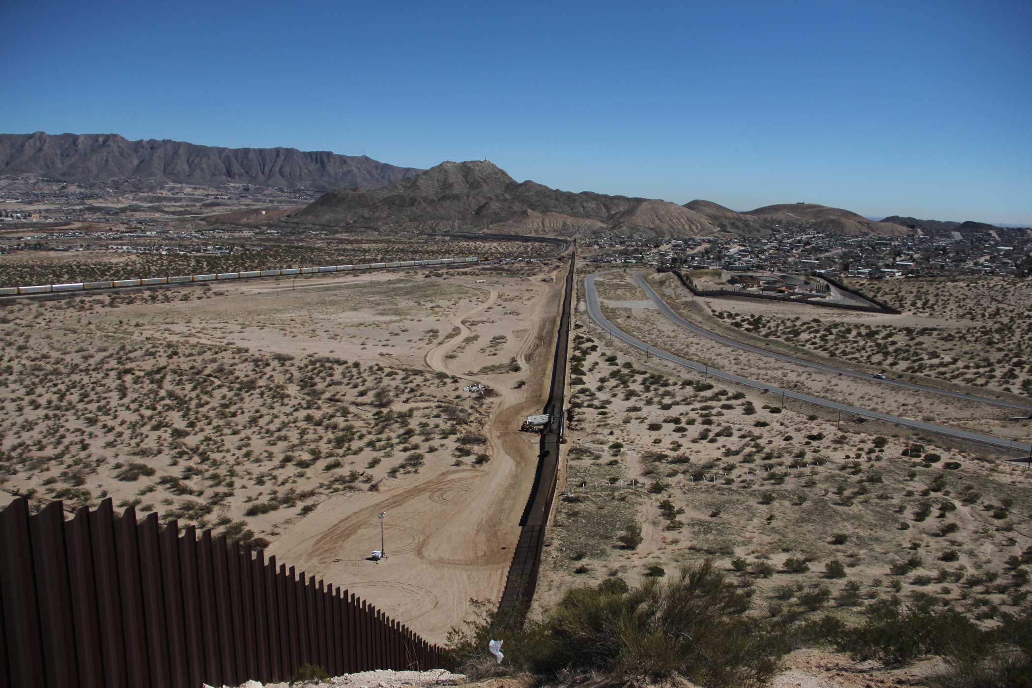 The Mexico-US border wall from the Mexico side.