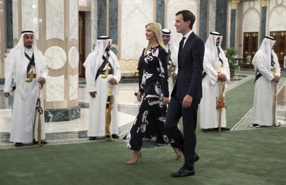 Ivanka Trump and Jared Kushner arrive at the Royal Court Palace in Riyadh, Saudi Arabia, May 20, 2017.