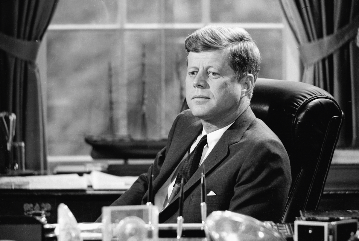 President John F. Kennedy in the Oval Office on May 11, 1962, from a CBS report. (CBS Photo Archive / Getty Images)