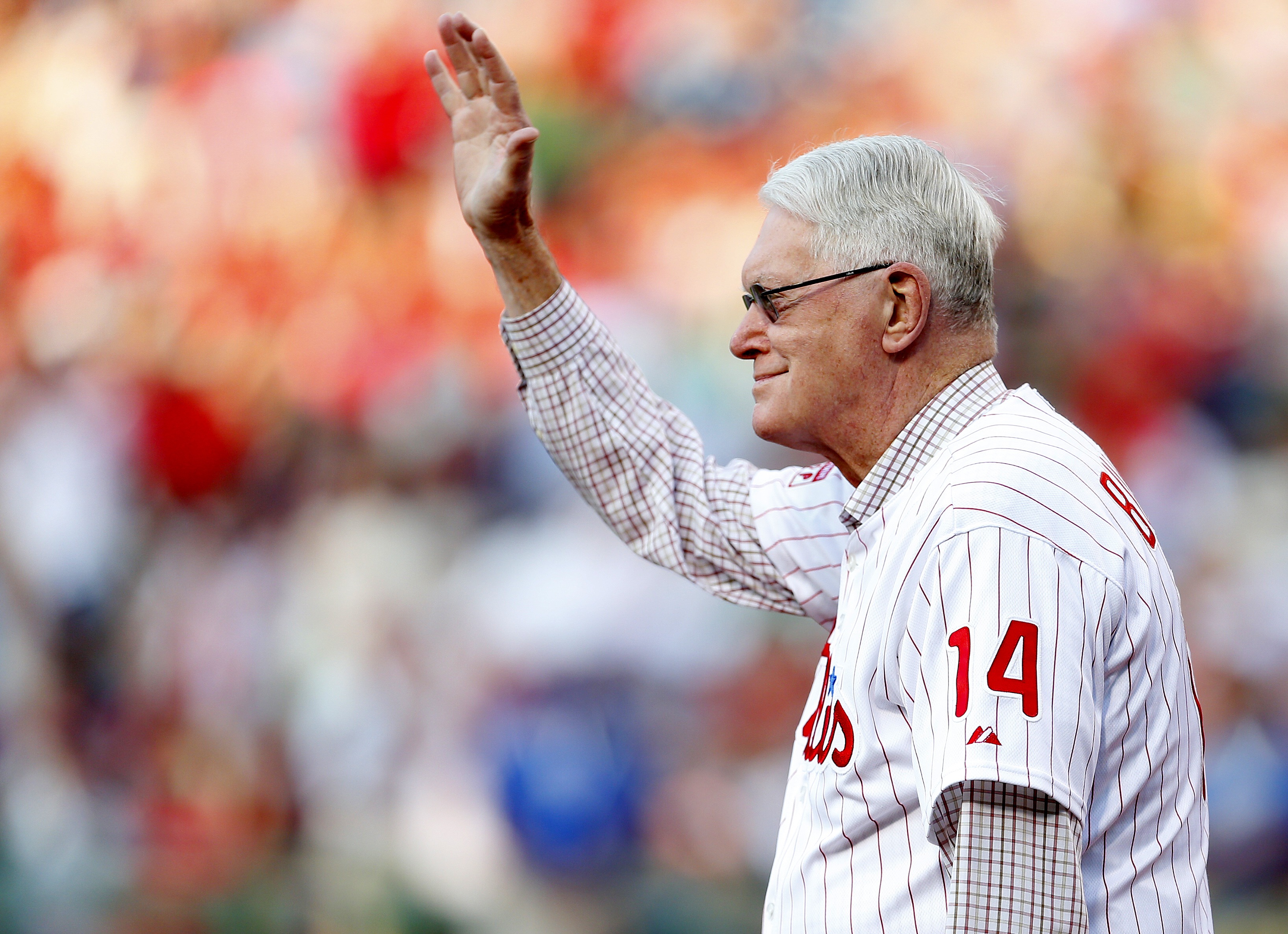 Jim Bunning is introduced during a ceremony at Citizens Bank Park on Aug. 9, 2014 in Philadelphia, PA. (Rich Schultz—Getty Images)