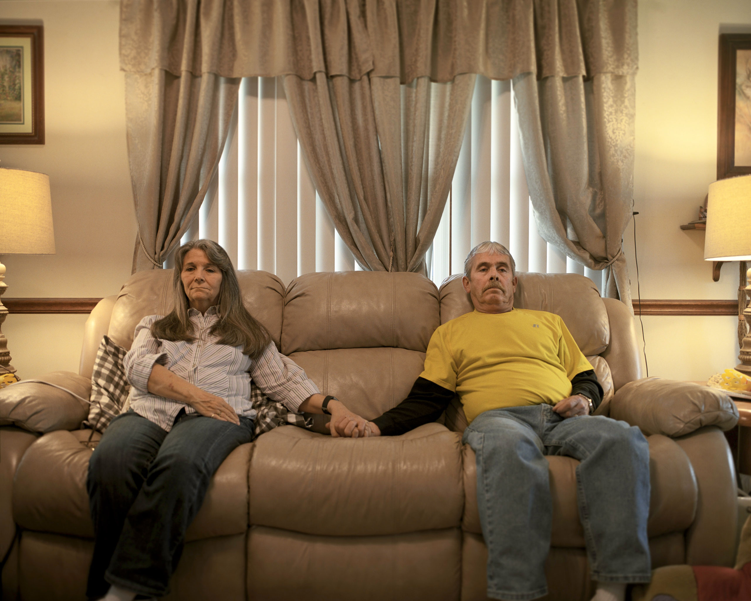 Kyle Beaman and his wife Phyllis, at home in Indianapolis; Beaman, 62, lost his job in April (Inzajeano Latif for TIME)