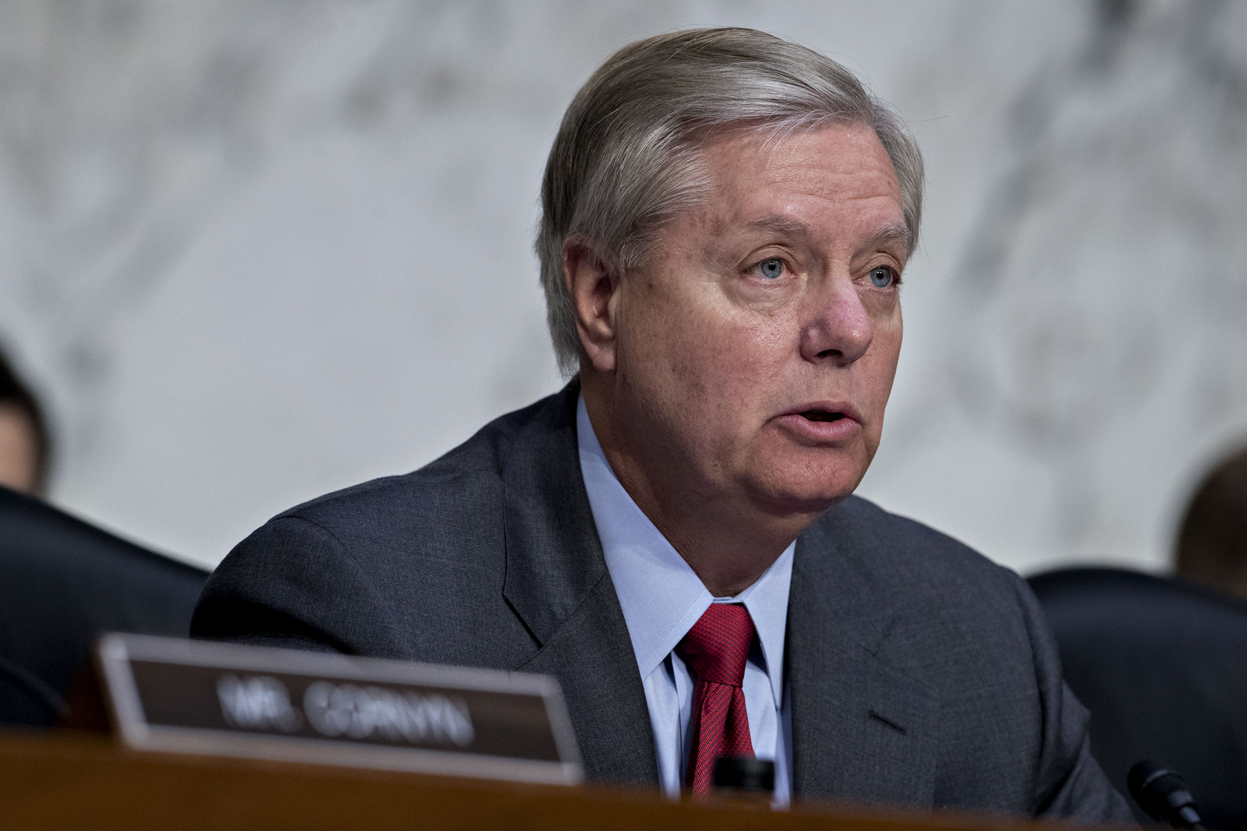 Senator Lindsey Graham, a Republican from South Carolina and chairman of the Senate Judiciary Subcommittee on Crime and Terrorism, makes an opening statement during a hearing with former Acting Attorney General Sally Yates in Washington, D.C., on May 8, 2017. (Andrew Harrer—Bloomberg/Getty Images)