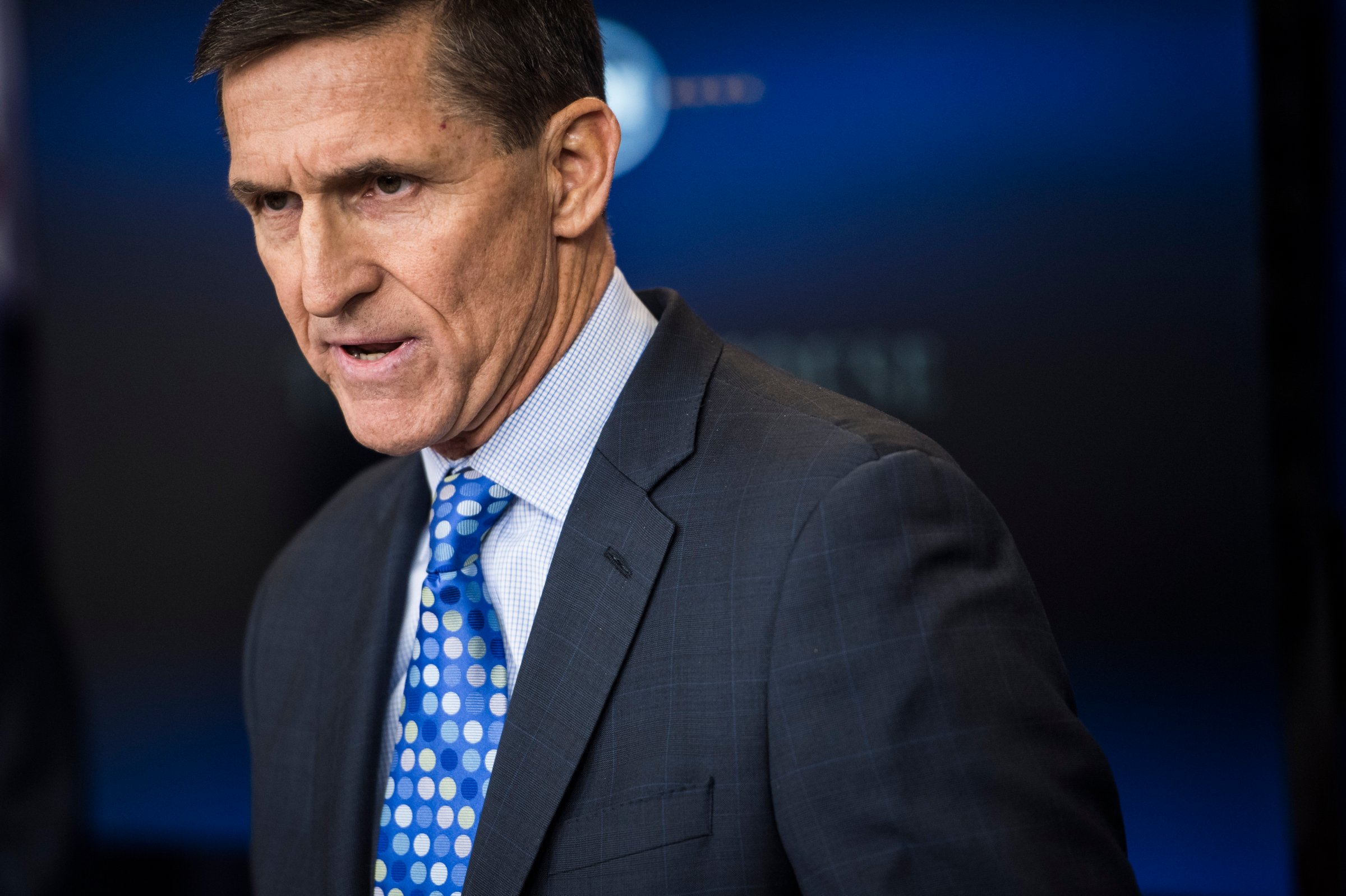 Former National Security Adviser Michael Flynn speaks in the James S. Brady Press Briefing Room during the daily news briefing at the White House in Washington, D.C. on Feb. 1, 2017.