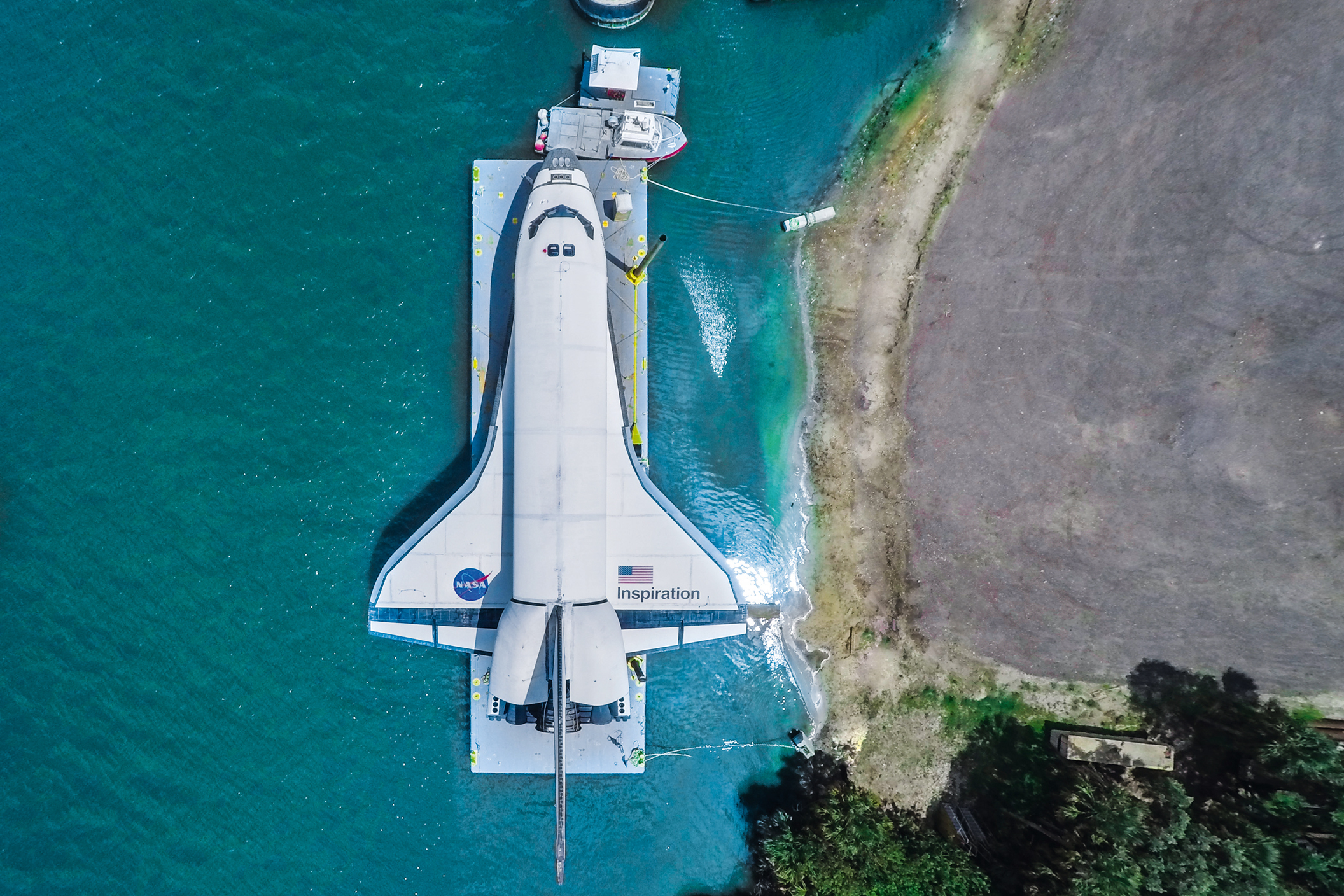 The Inspiration space shuttle being transported in Merritt Island, Flo. Taken from 59 feet.