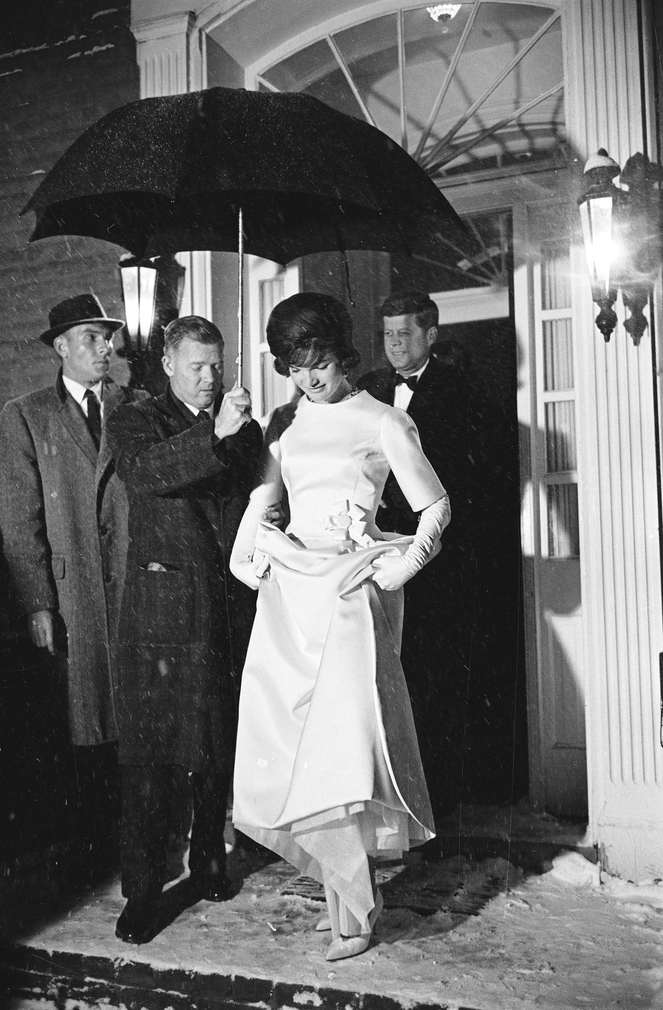 Jacqueline Kennedy and her husband John F. Kennedy, on eve of his Presidential inauguration, Jan. 19, 1961. They attended a gala hosted by Frank Sinatra at the National Guard Armory, Washington, D.C.