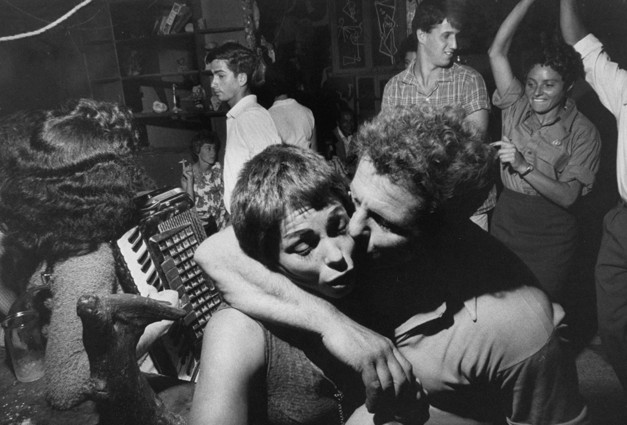 Israelis dance at the "Last Chance Cafe", a night club in Beersheba, Israel, May 1960.