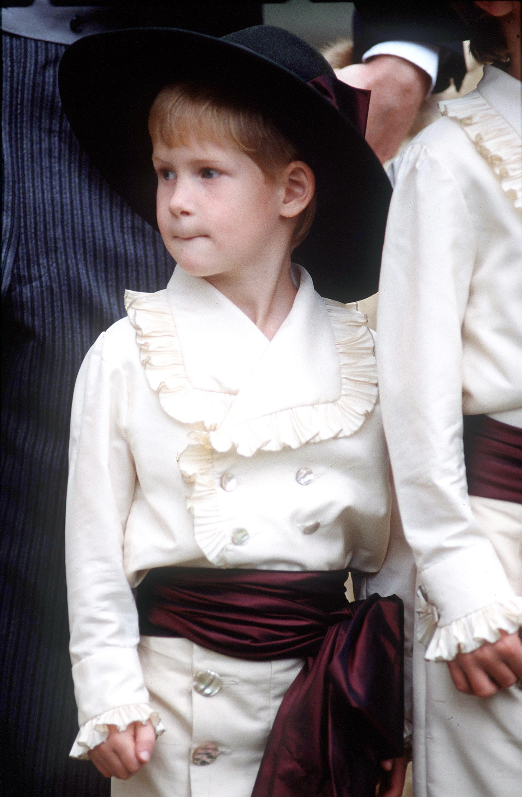 Prince Harry as an Edwardian style pageboy at the wedding of his Uncle, Viscount Althorp. 1989.