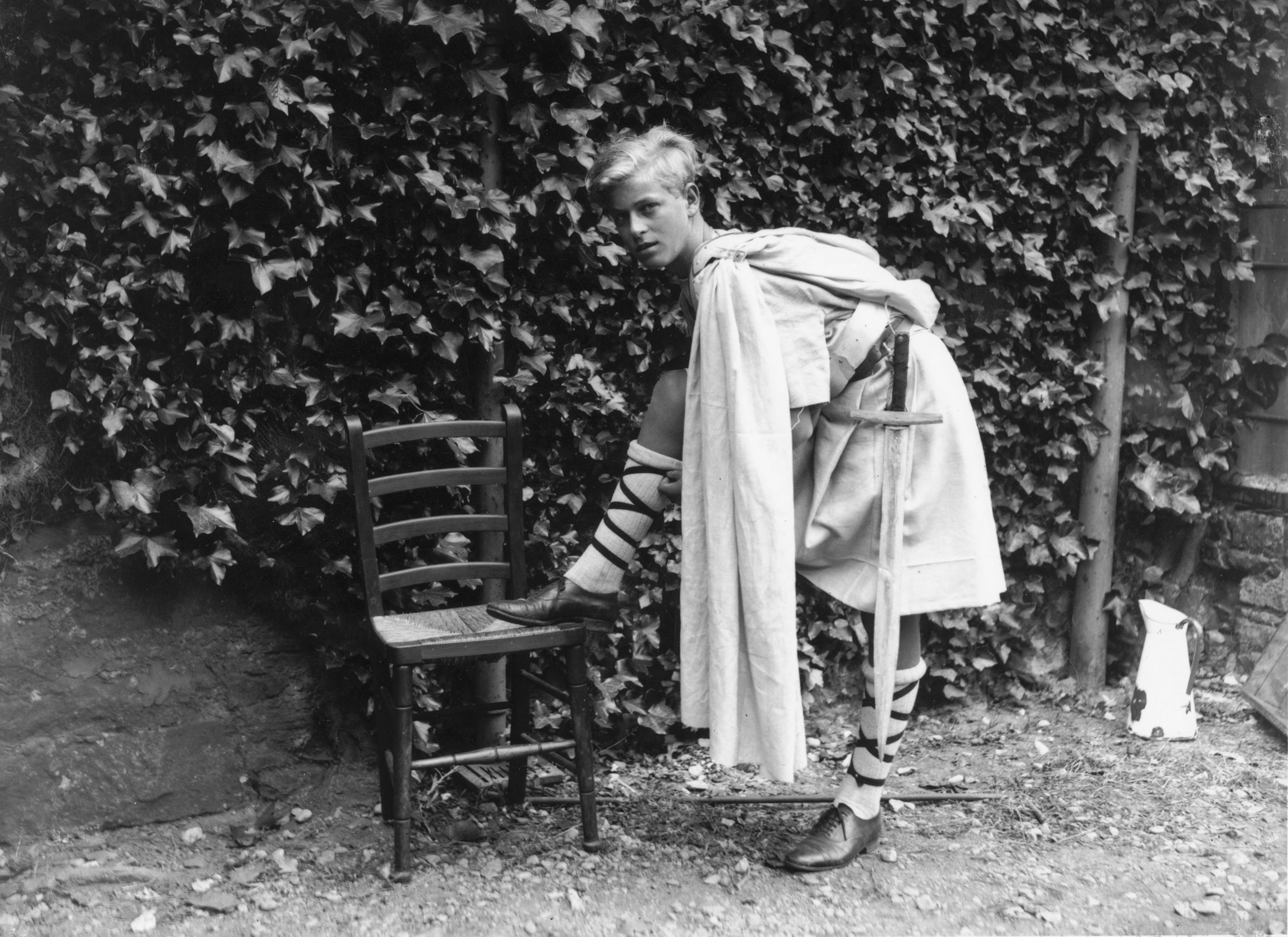 Prince Philip of Greece dressed for the Gordonstoun school's production of 'Macbeth,' in Scotland, July 1935. (Fox Photos/Getty Images)