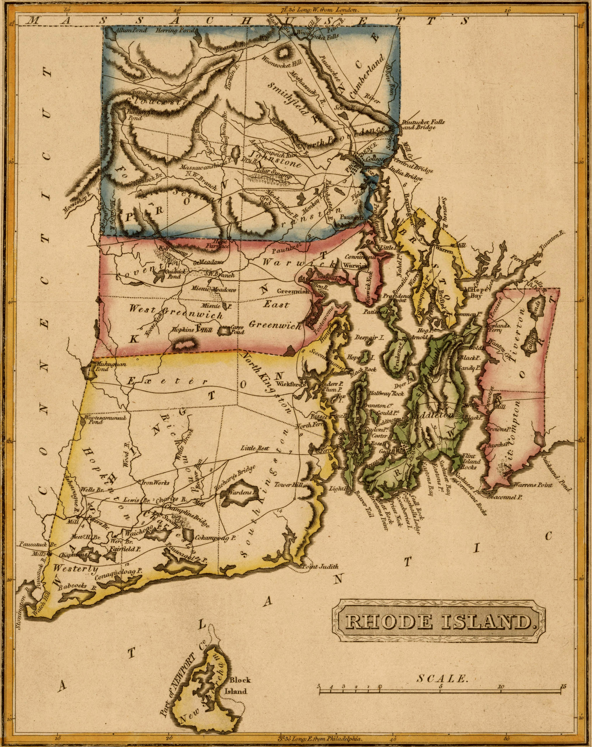 Map Of Rhode Island, 1817