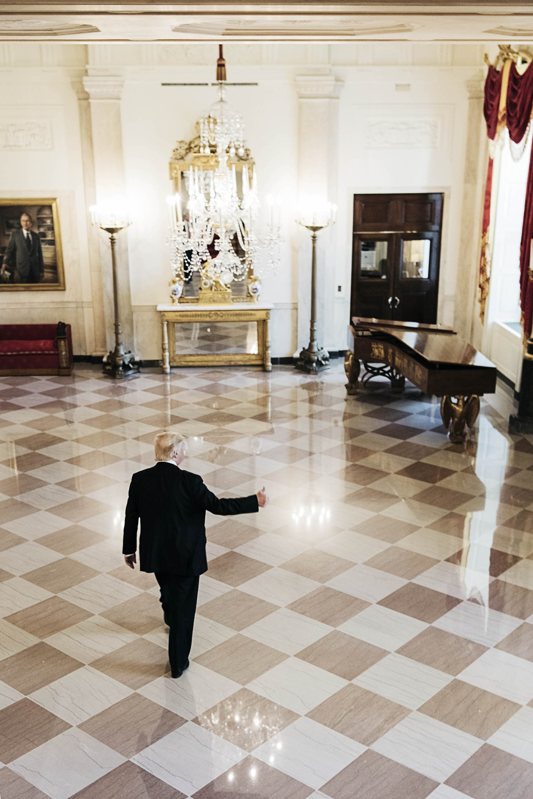 President Trump in the Grand Foyer of the White House, Washington, D.C., May 8, 2017.