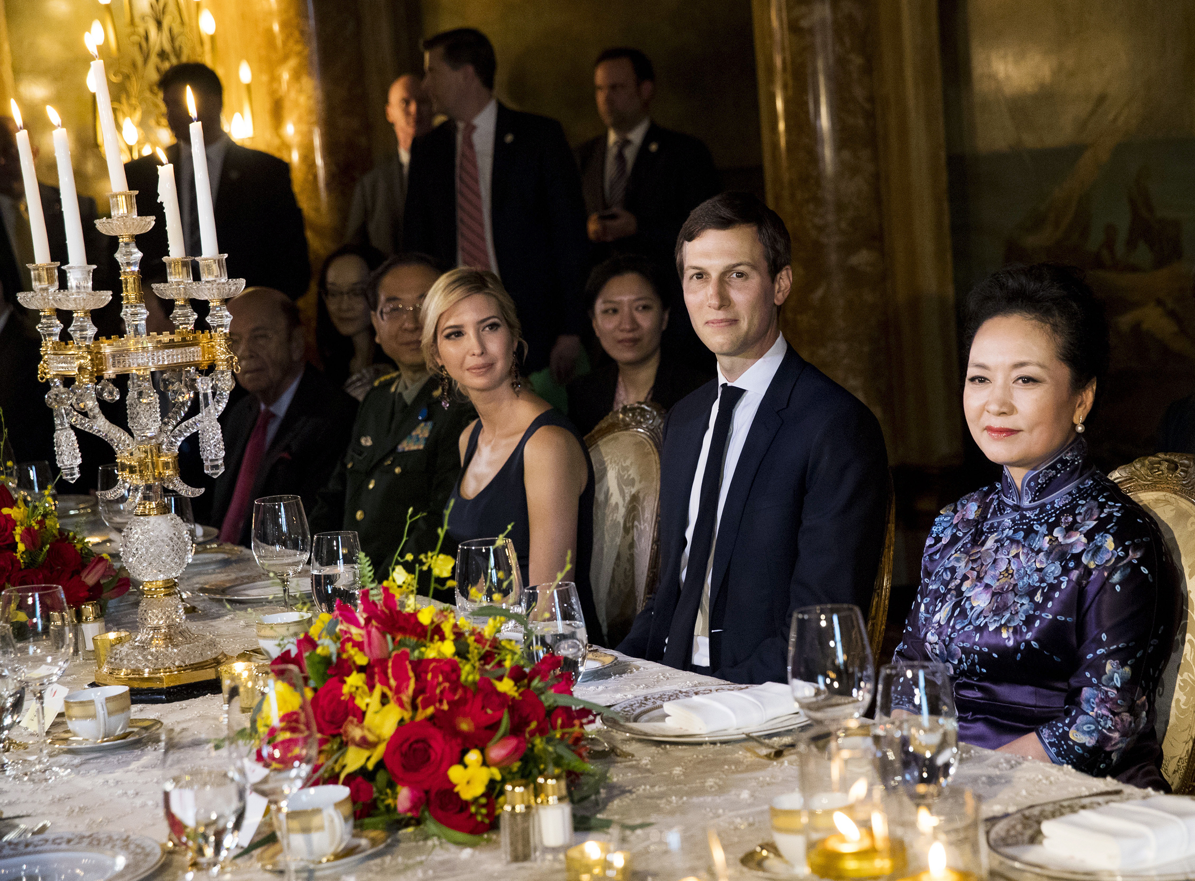 Ivanka Trump and Jared Kushner attend a state dinner with President Xi Jinping of China and his wife at the Mar-a-Lago resort in Palm Beach, Fla., April 6, 2017. (Doug Mills—The New York Times/Redux)
