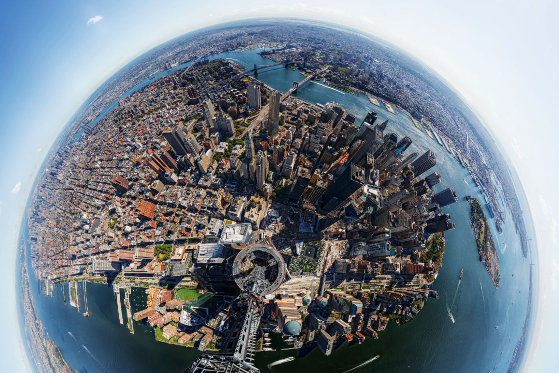 One World Trade Center Panorama: A 360-degree view from its antenna-spire. New York, NY 2013