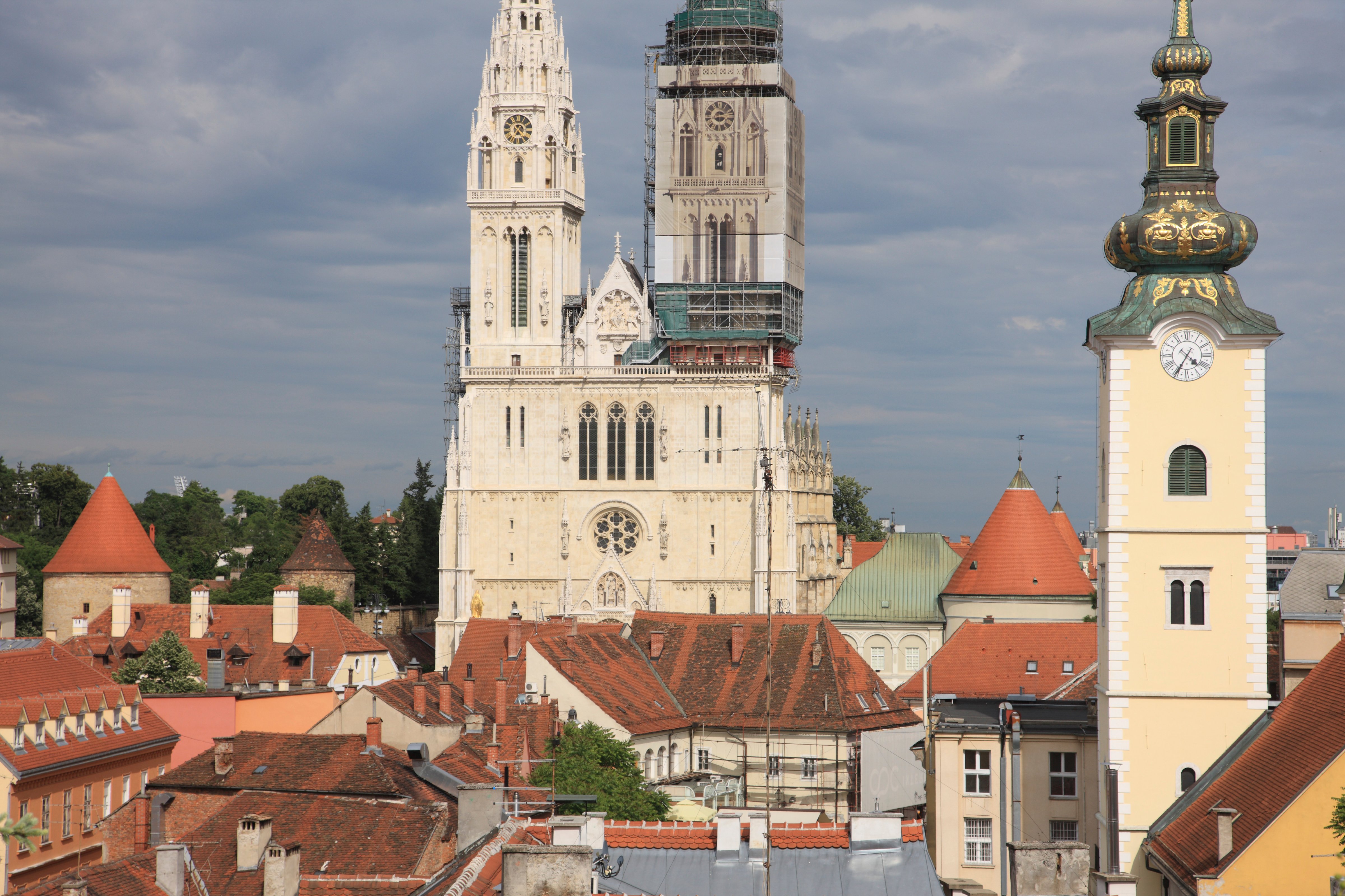Croatia, Zagreb, View of Zagreb Cathedral and houses (Photo by: JTB Photo/UIG via Getty Images) (JTB Photo—UIG via Getty Images)