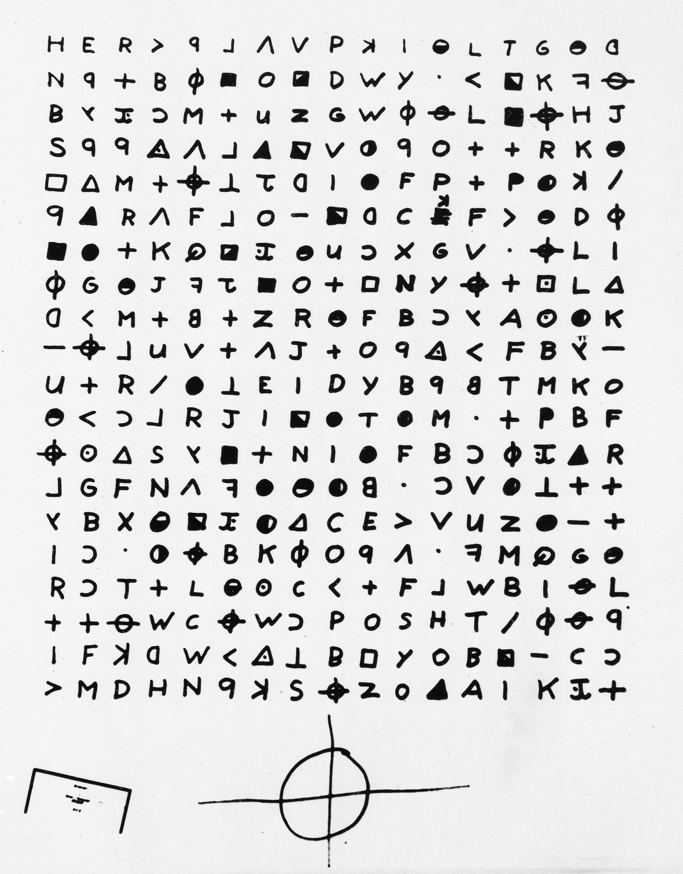 This is a copy of a cryptogram sent to the San Francisco Chronicle, Nov. 11, 1969. (AP)