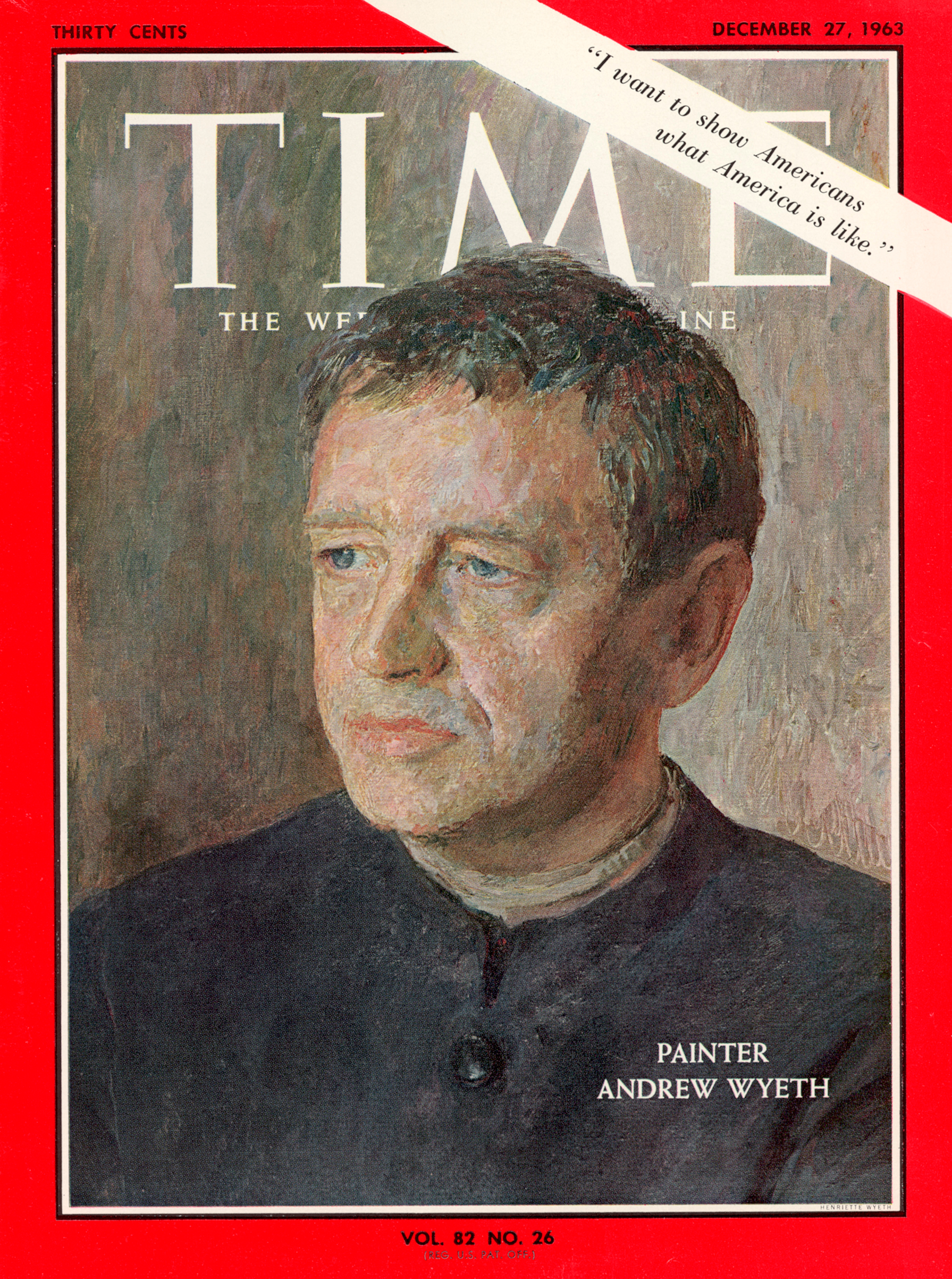 Dec. 27, 1963 TIME magazine cover with painting of artist Andrew Wyeth by his sister Henriette Hurd. (TIME Magazine)