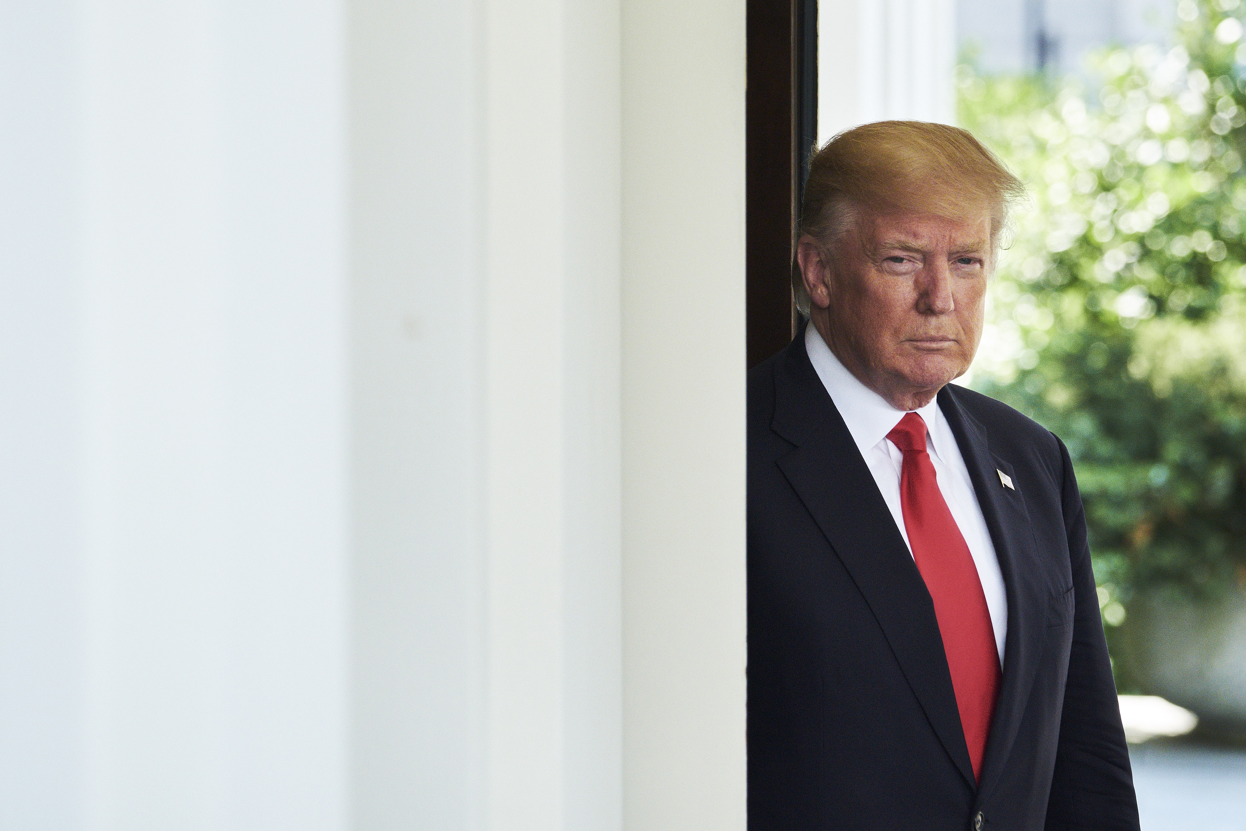 U.S. President Donald Trump, waits to greet Vietnam Prime Minister Nguyen Xuan Phuc at the West Wing of the White House in Washington, D.C., on May 31, 2017. (T.J. Kirkpatrick&mdash;Bloomberg/Getty Images)