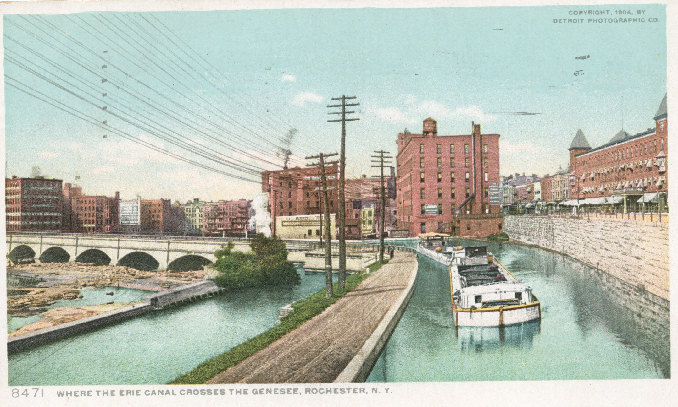 Erie Canal in Rochester, NY postcard.